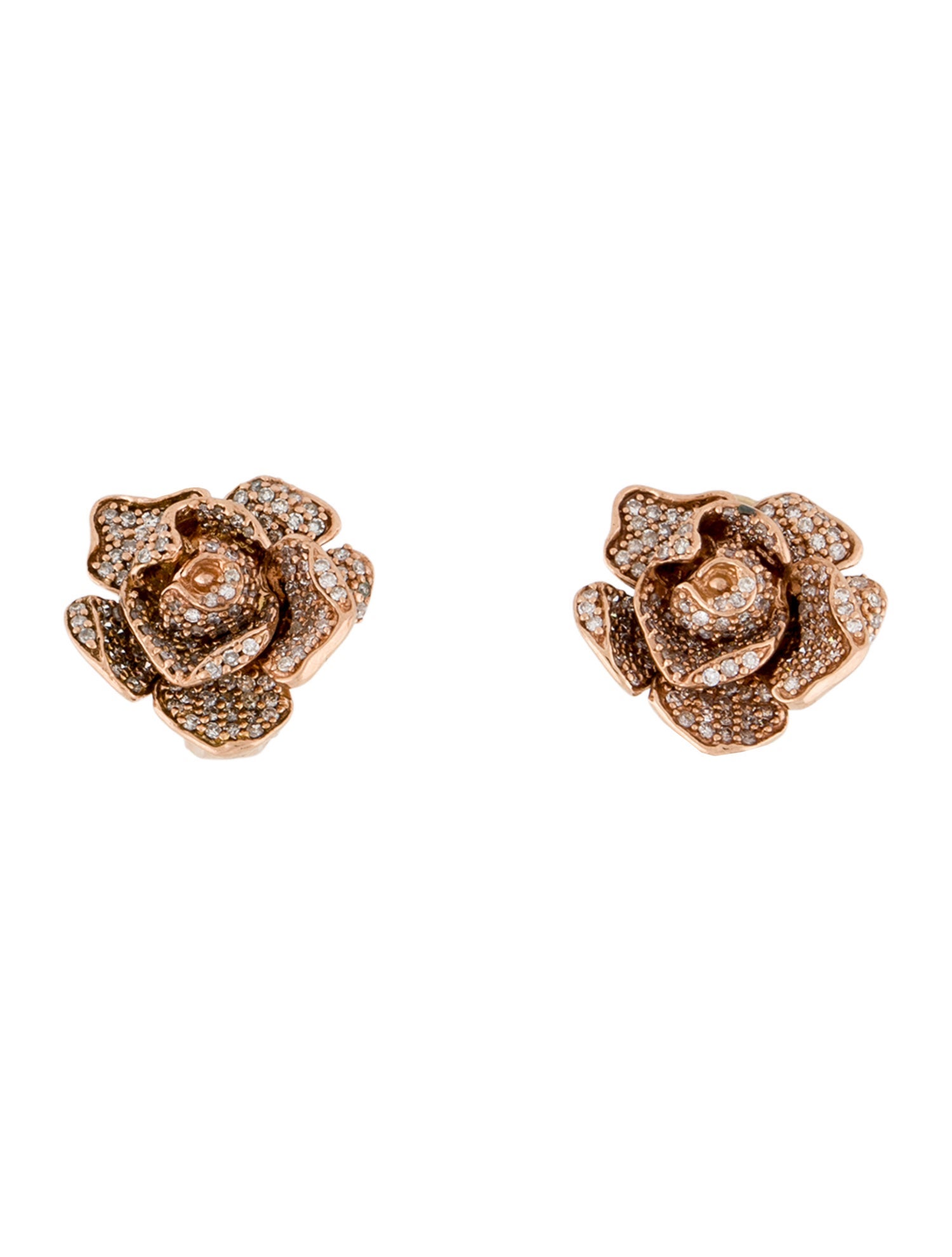 Effy Jewelry 14K Diamond Pavé Rose Earclips