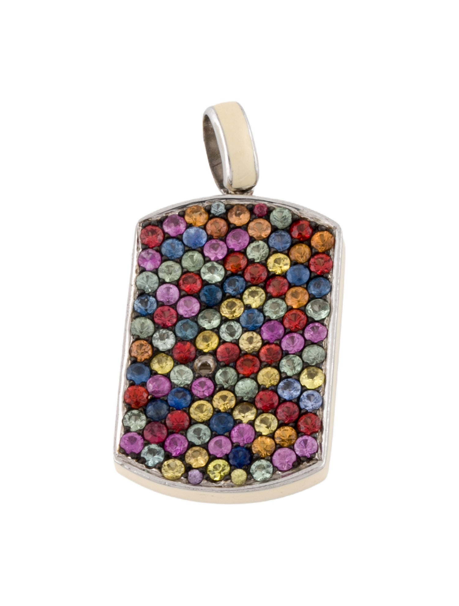 Effy Jewelry Sapphire & Enamel Dog Tag Pendant