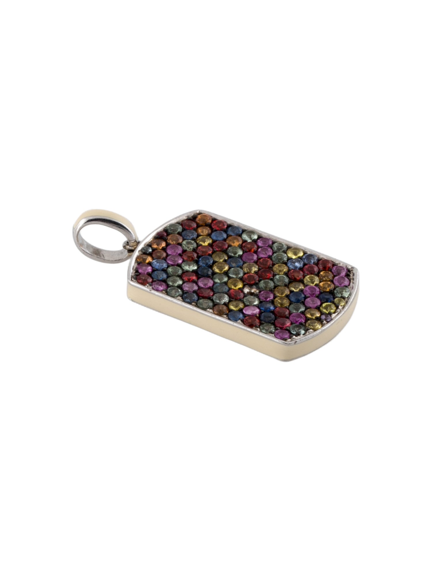 Effy Jewelry Sapphire & Enamel Dog Tag Pendant
