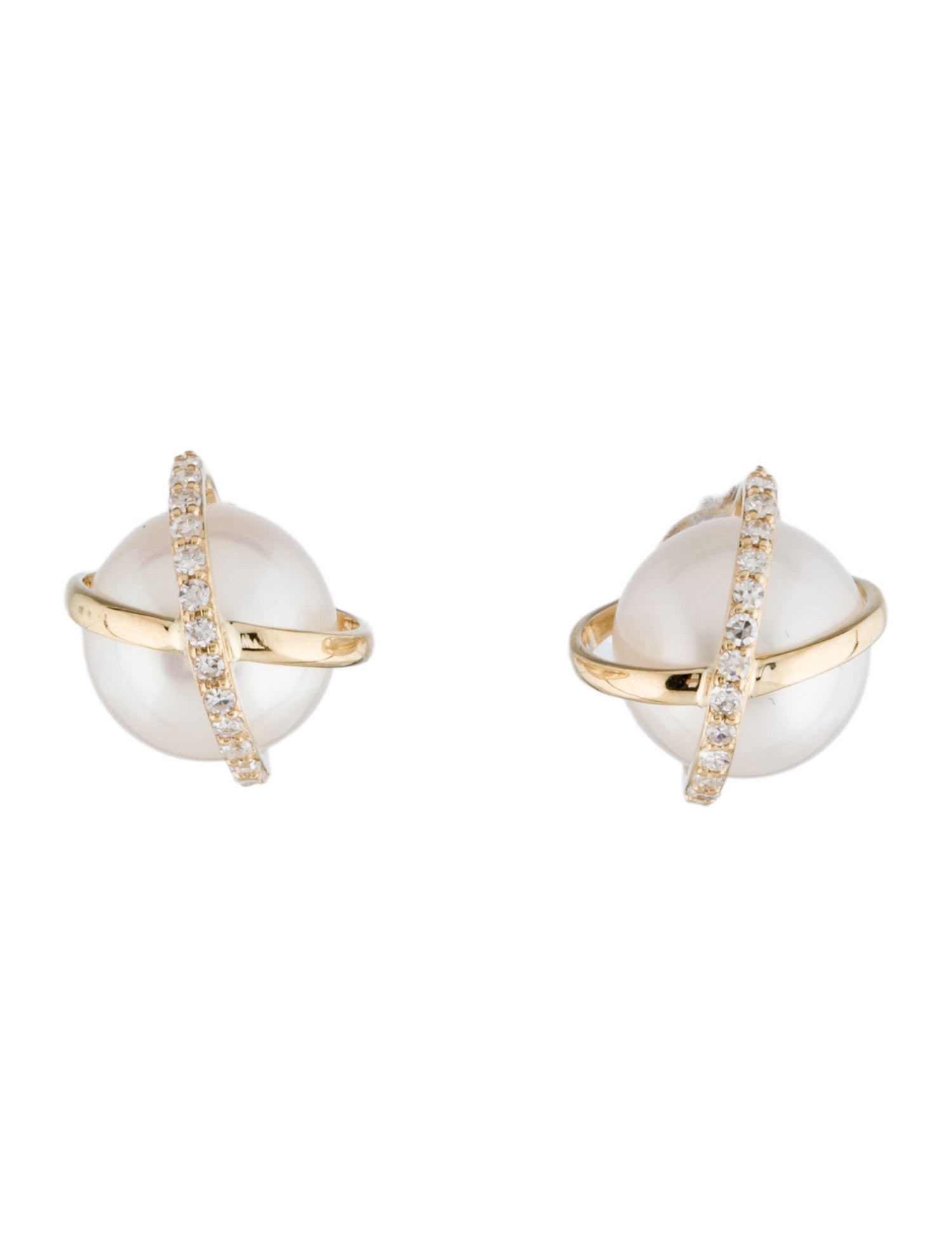 Effy Jewelry 14K Pearl & Diamond Accented Stud Earrings