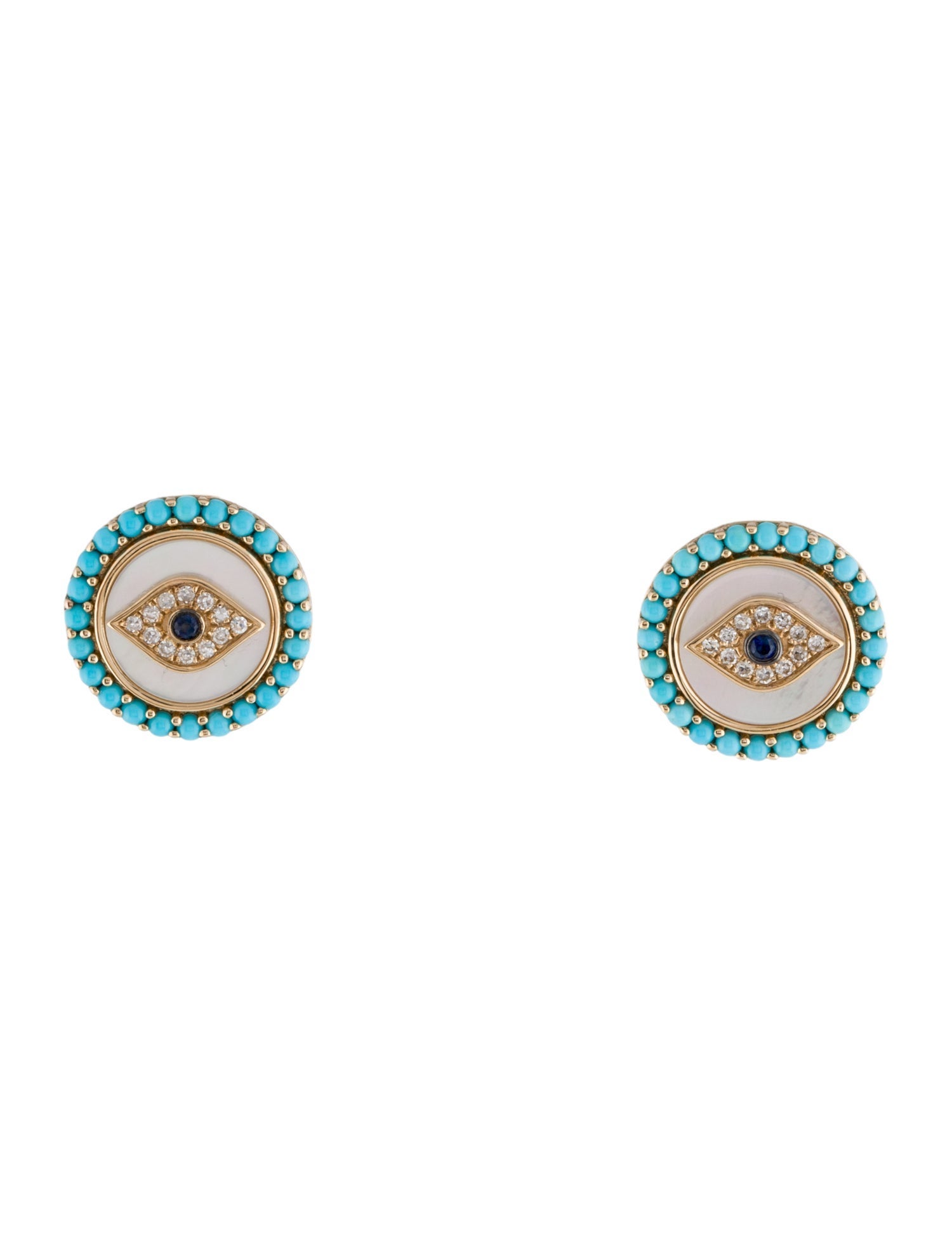 Effy Jewelry 14K Mother of Pearl & Multistone Evil Eye Stud Earrings