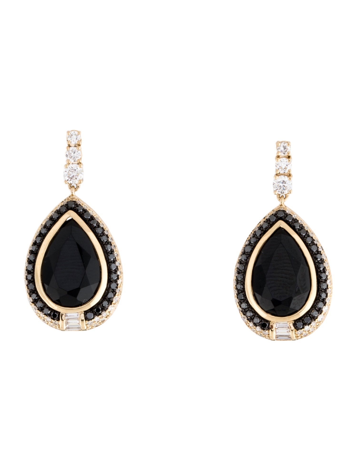 Effy Jewelry 14K 4.90ctw Onyx & Diamond Drop Earrings