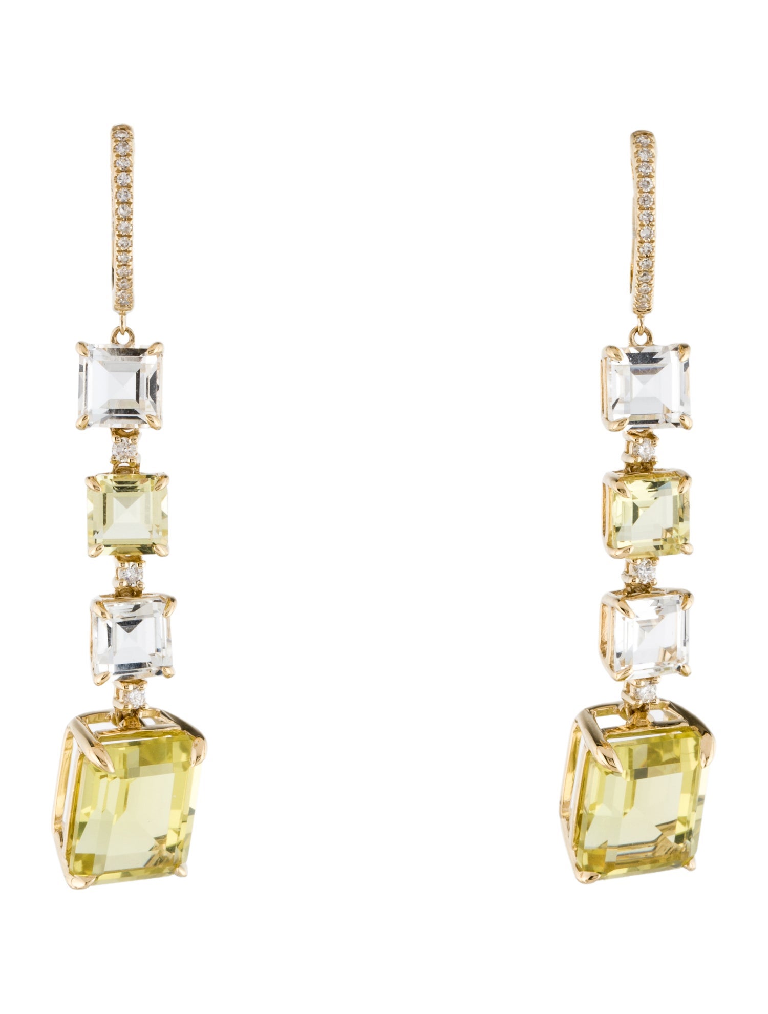 Effy Jewelry 14K 7.00ctw Quartz, Topaz & Diamond Drop Earrings