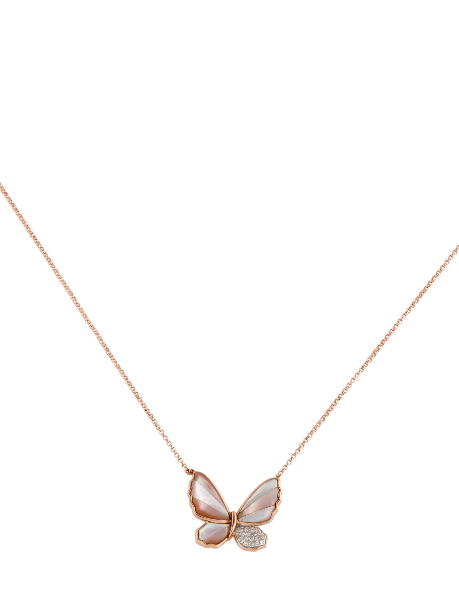 Effy Jewelry 14K Mother of Pearl & Diamond Butterfly Pendant