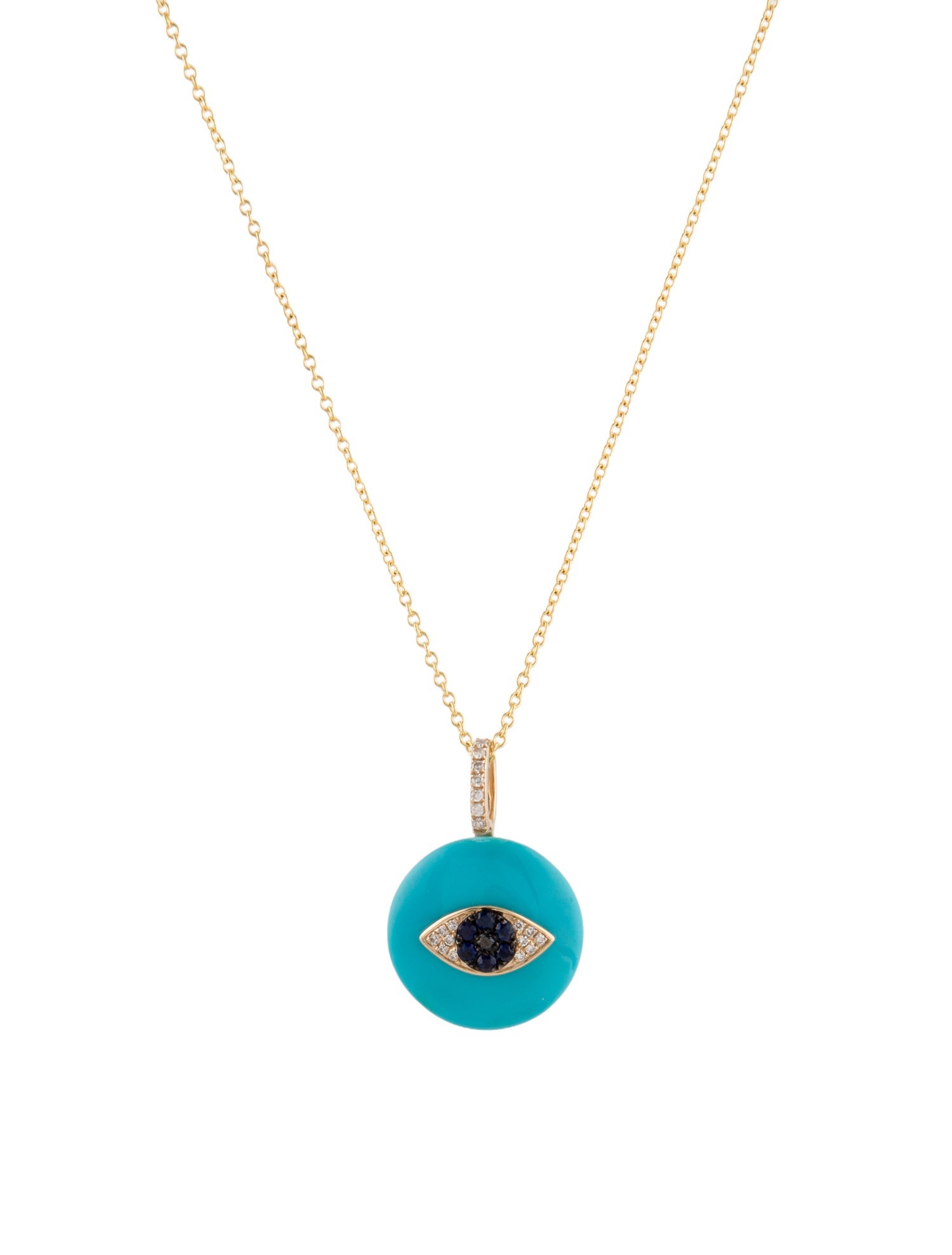 Effy Jewelry 14K Turquoise, Sapphire & Diamond Evil Eye Pendant Necklace
