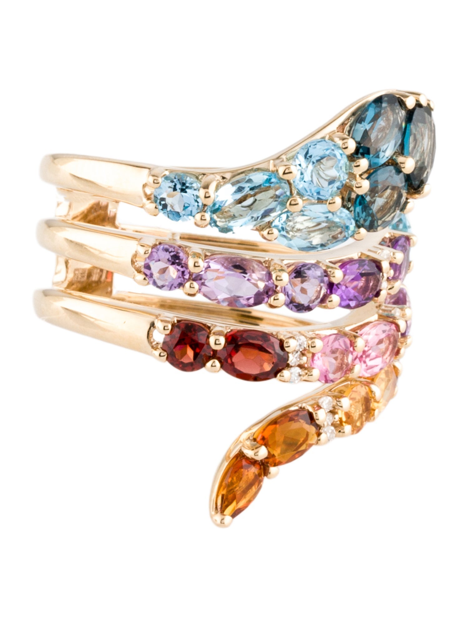 Effy Jewelry 14K Multistone Snake Cocktail Ring