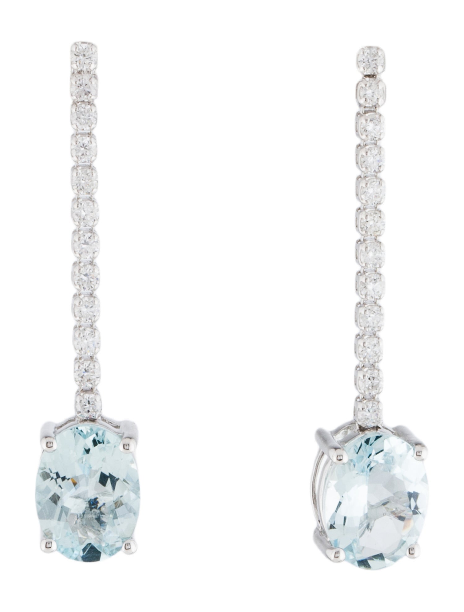 Effy Jewelry 14K 1.86ctw Aquamarine & Diamond Drop Earrings