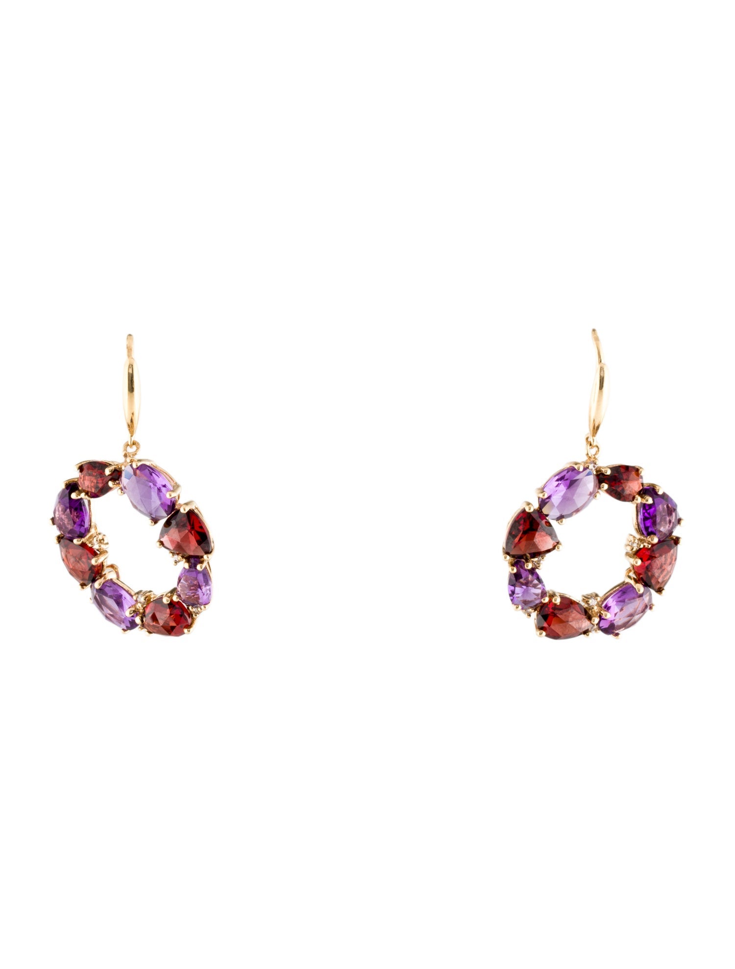 Effy Jewelry 14K Garnet, Amethyst & Diamond Drop Earrings