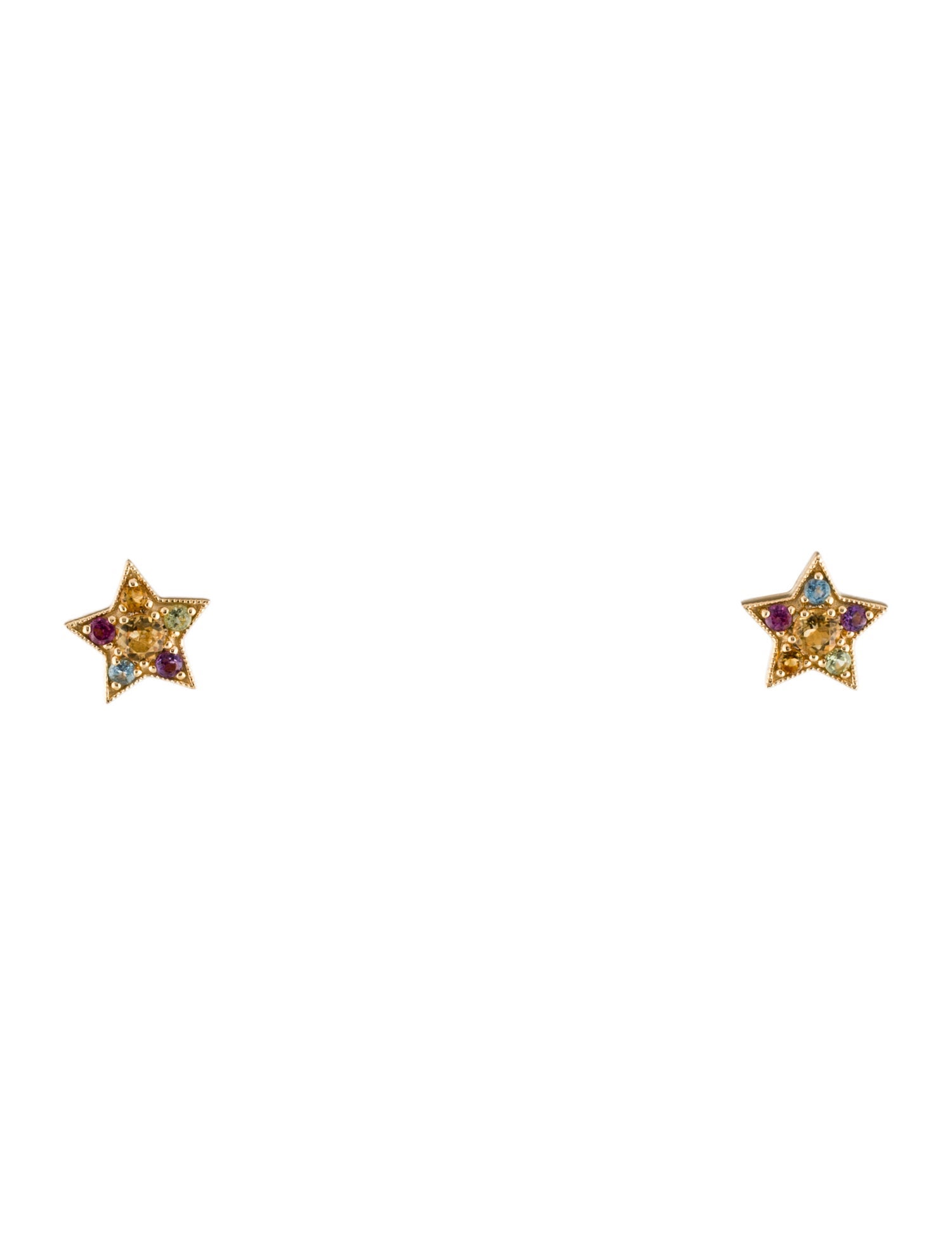 Effy Jewelry 14K Multistone Star Stud Earrings