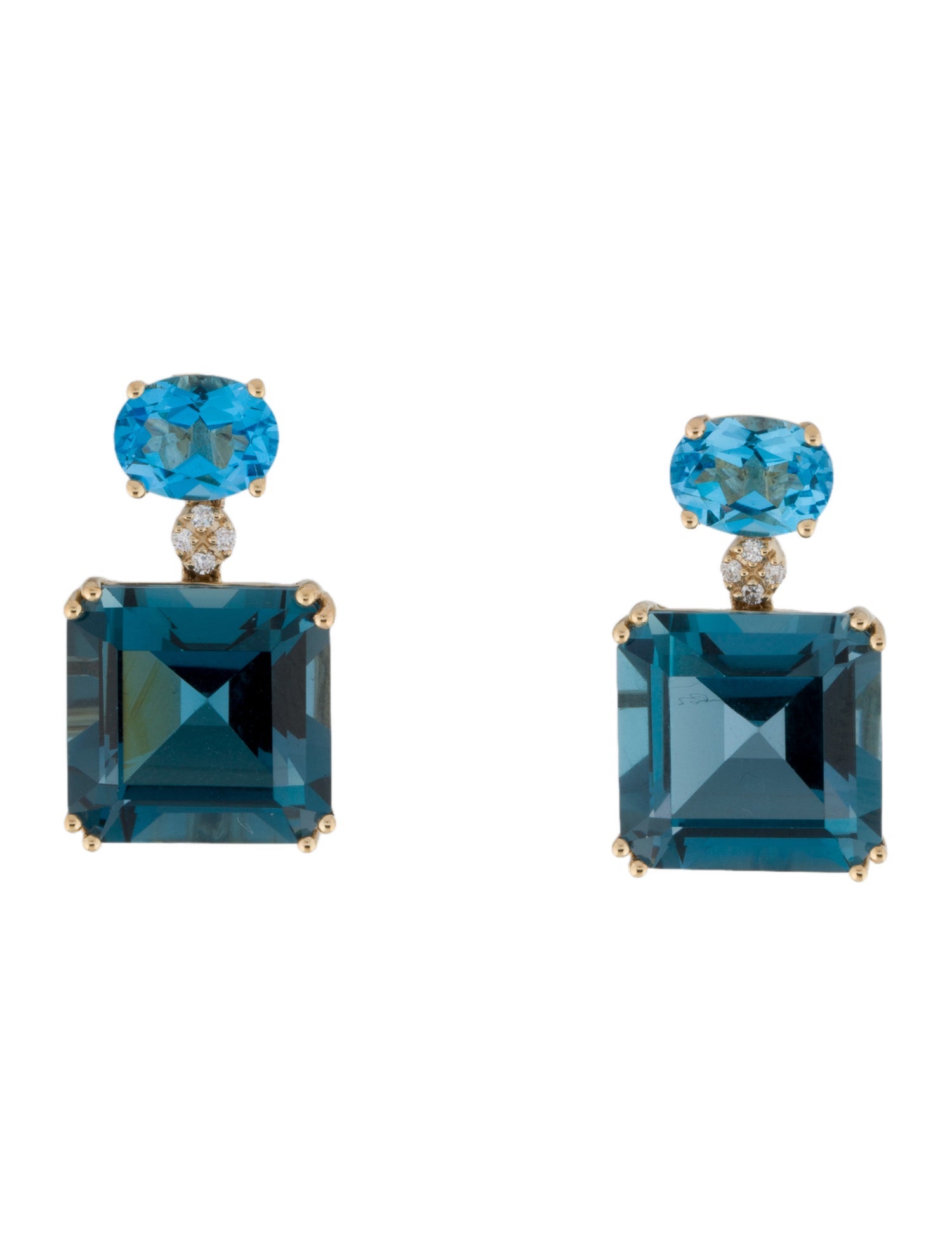 Effy Jewelry 14K 26.04ct Topaz & Diamond Drop Earrings