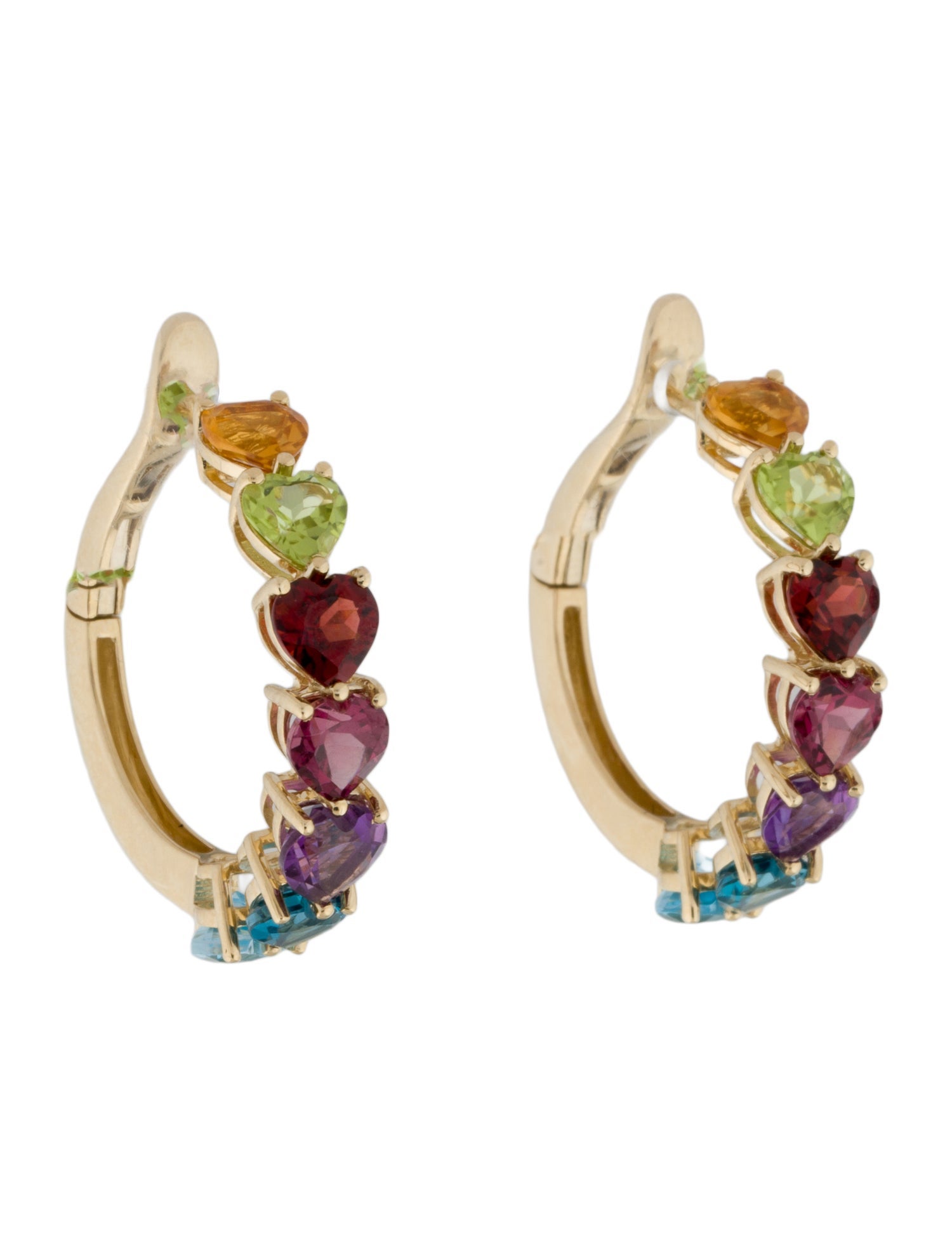 Effy Jewelry 14K Multi-Stone Hoop Earrings