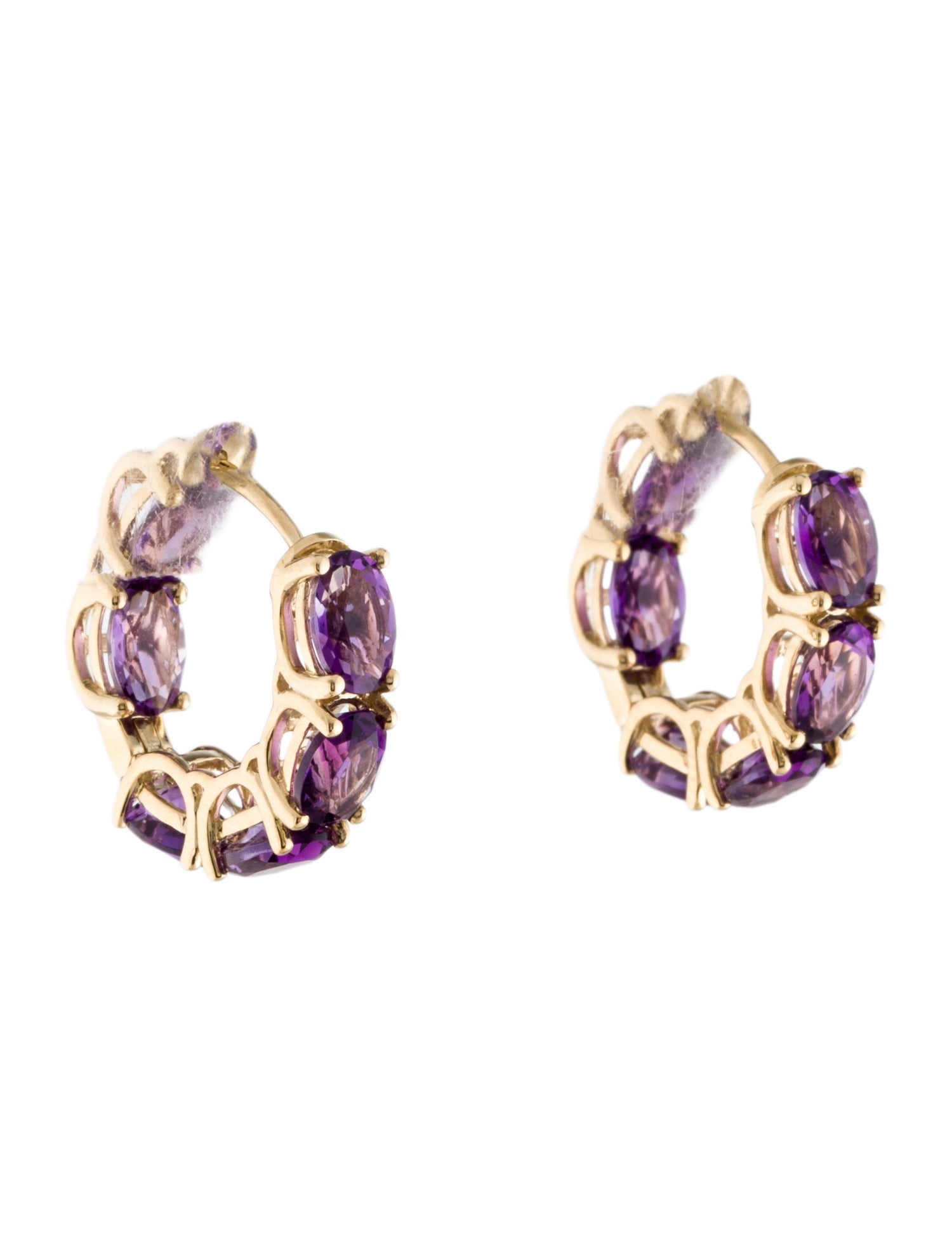 Effy Jewelry 14K Amethyst Hoop Earrings