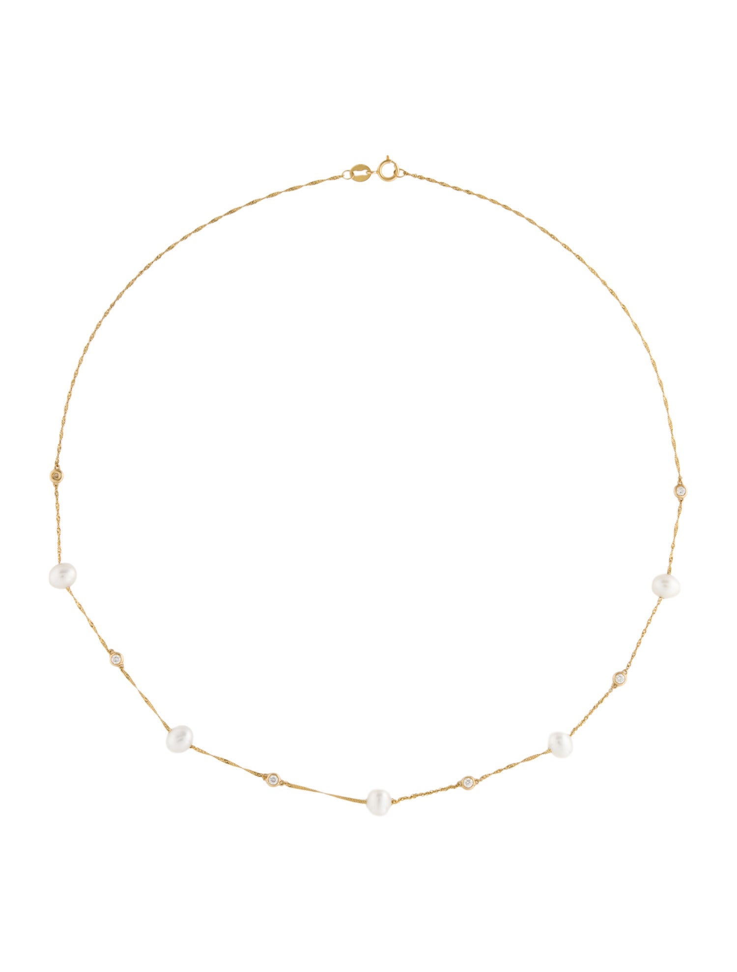 Effy Jewelry 14K Pearl & Diamond Station Necklace