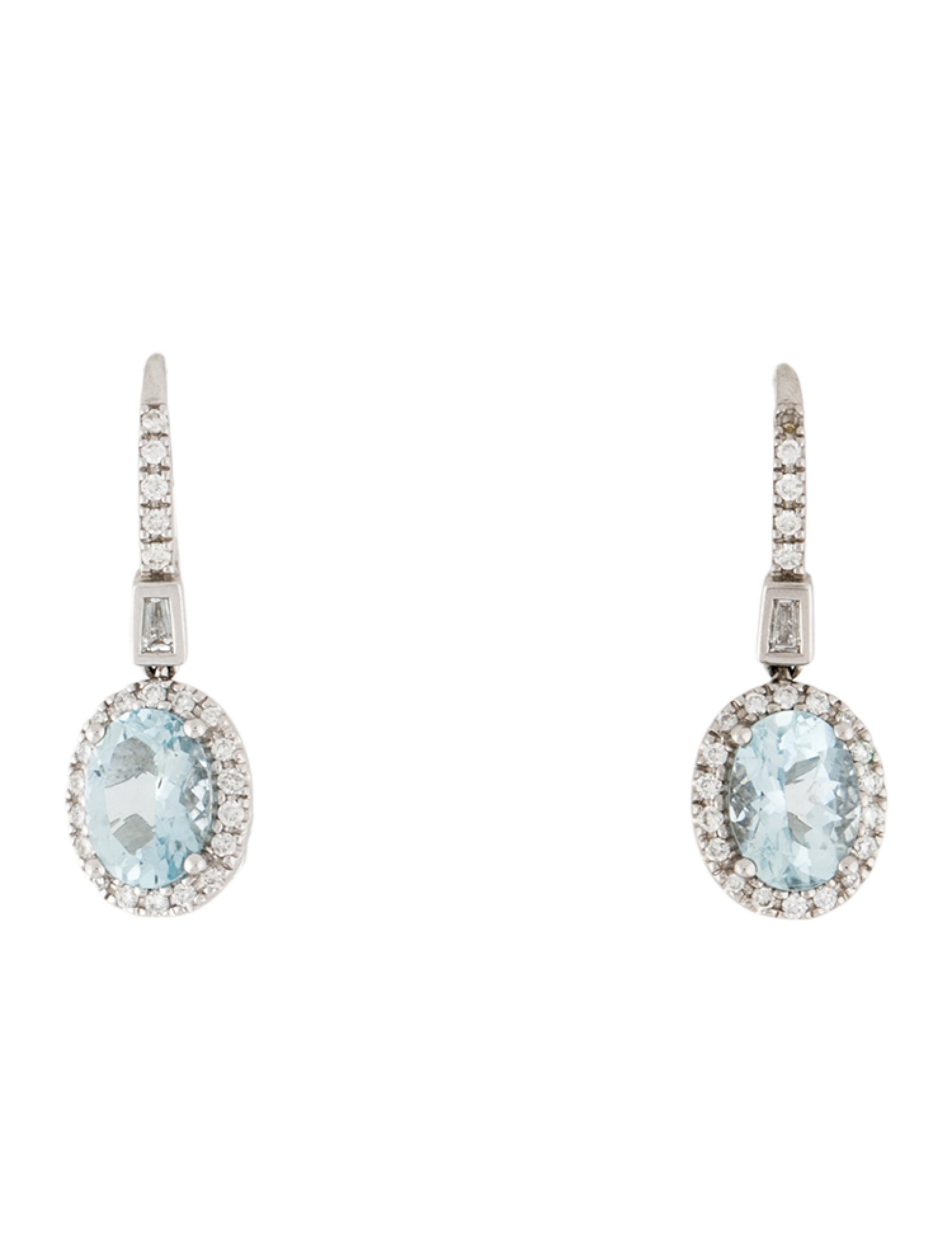 Effy Jewelry 14K 2.20ctw Aquamarine & Diamond Drop Earrings