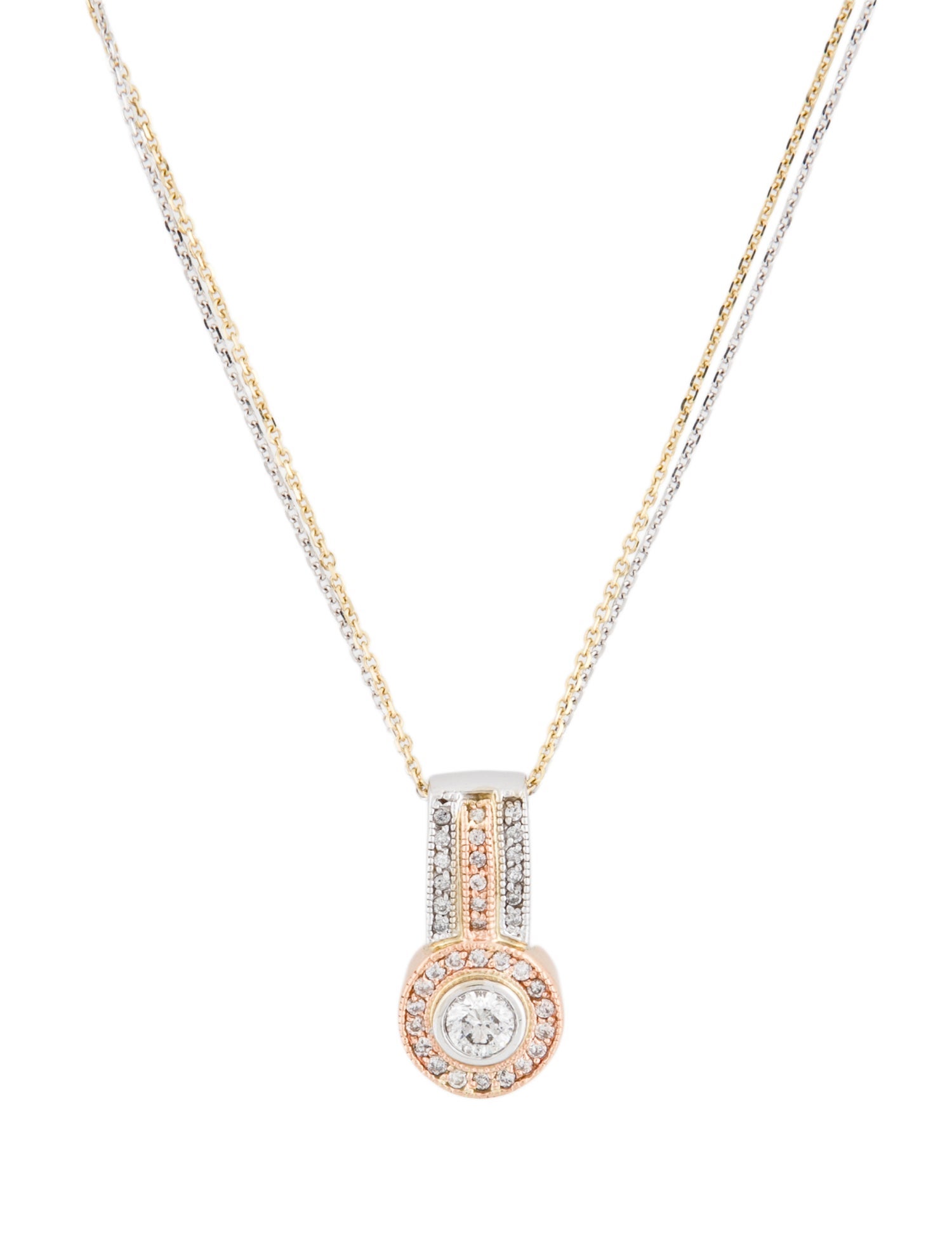 Effy Jewelry 14K Diamond Halo Tri-Color Pendant Necklace