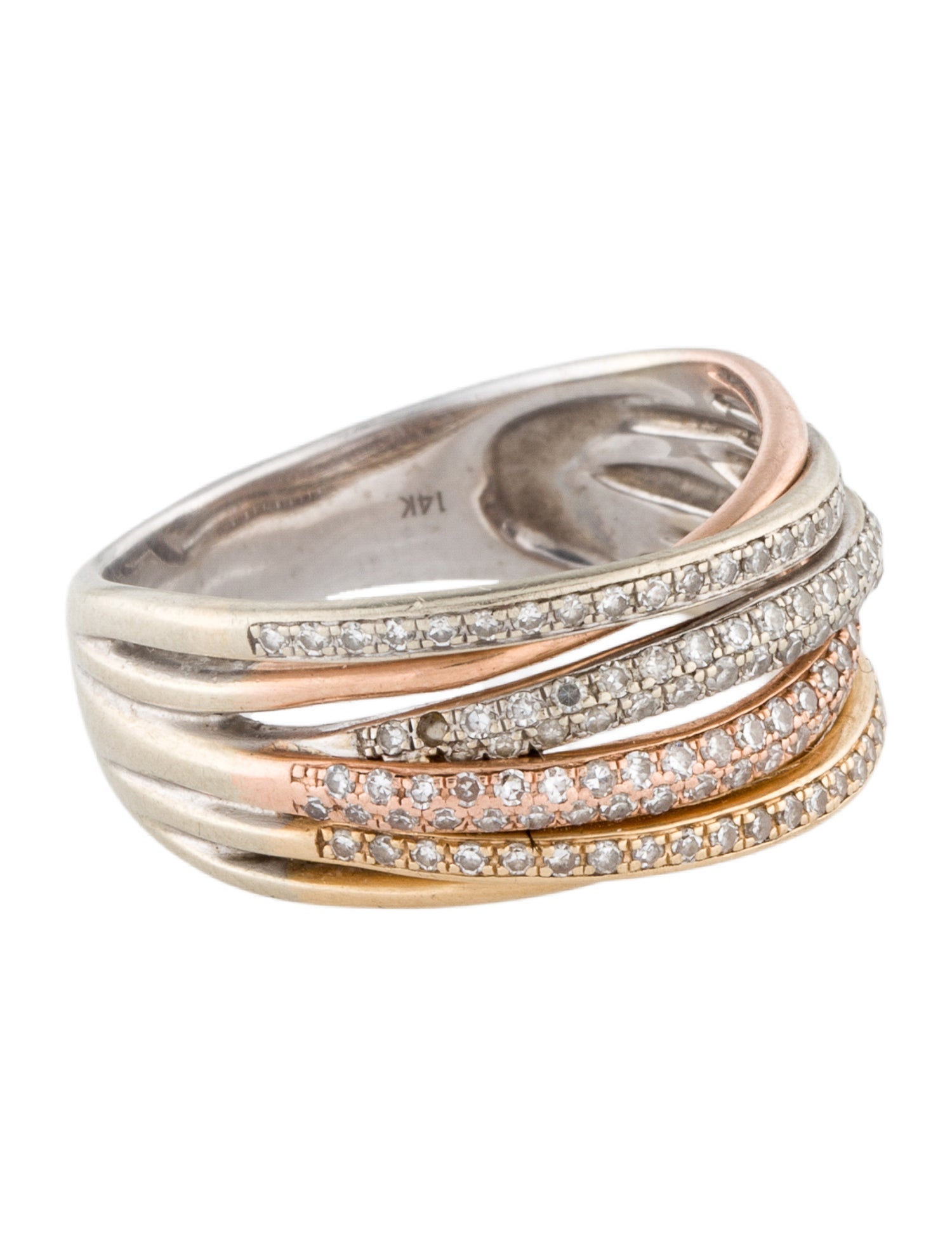 Effy Jewelry 14K Diamond Trio Tri-Color Ring