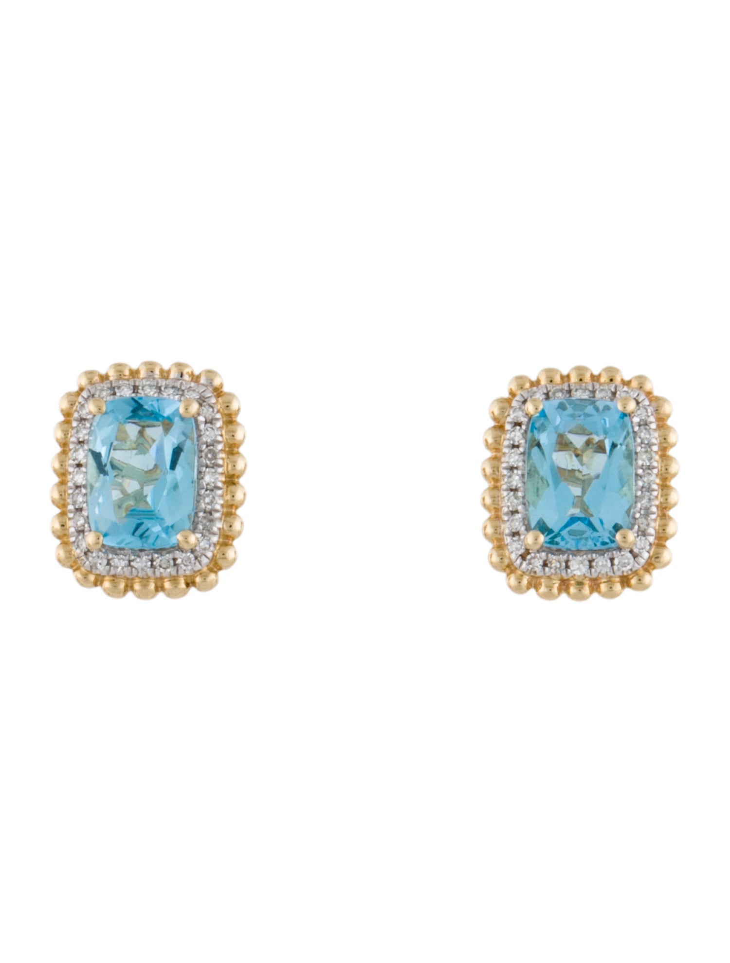 Effy Jewelry 14K Topaz & Diamond Stud Earrings