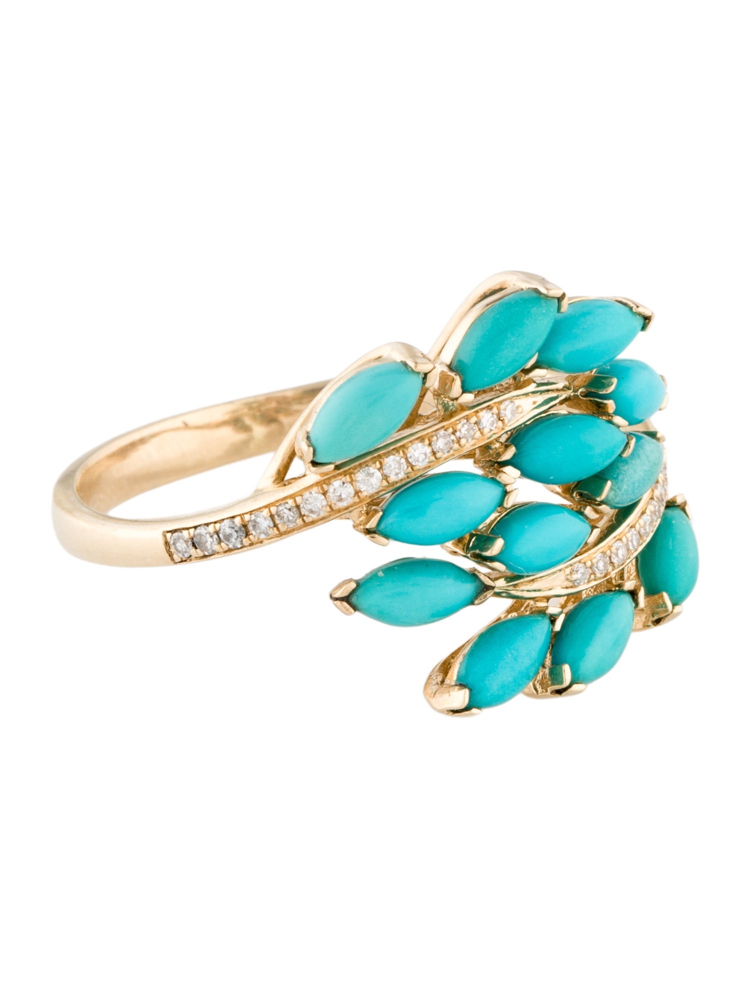 Effy Jewelry 14K Turquoise & Diamond Cluster Cocktail Ring