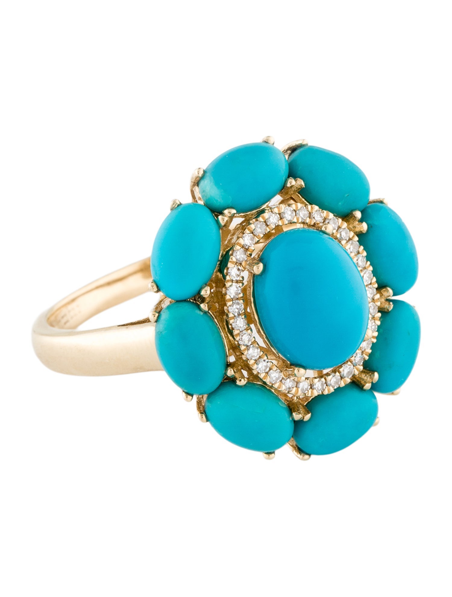 Effy Jewelry 14K 5.07ctw Turquoise & Diamond Cocktail Ring