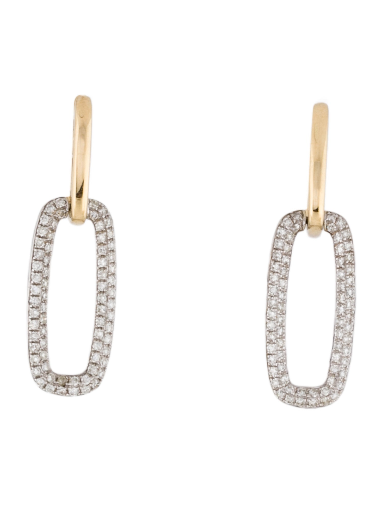 Effy Jewelry 14K Diamond Two-Tone Paperclip Drop Earrings