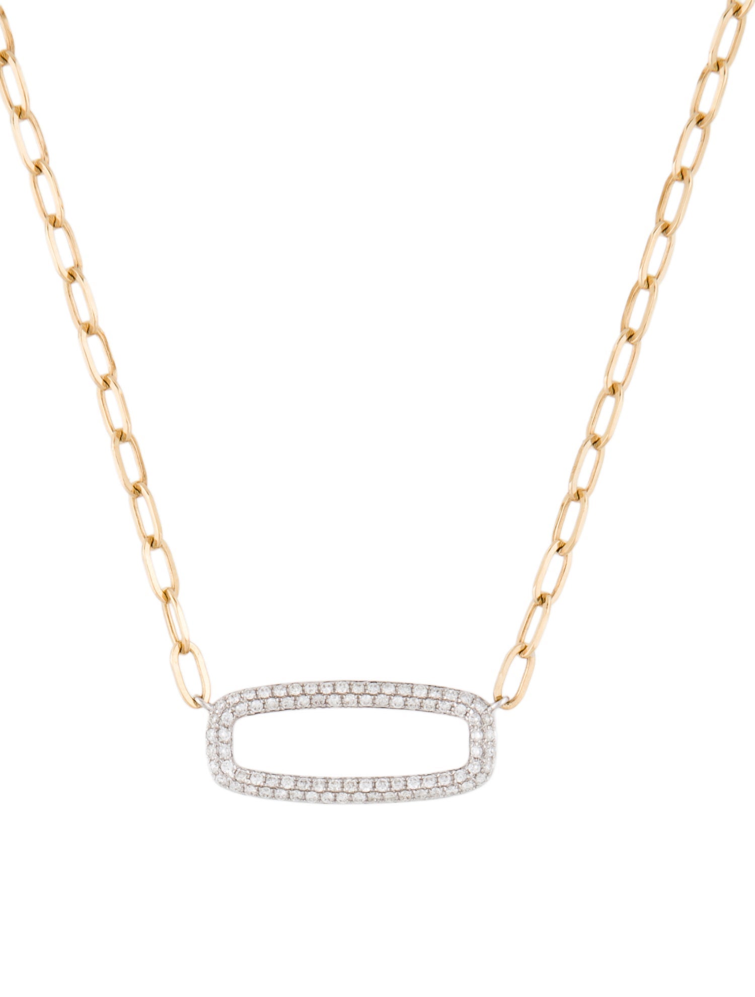Effy Jewelry 14K Diamond Two-Tone Paperclip Pendant Necklace