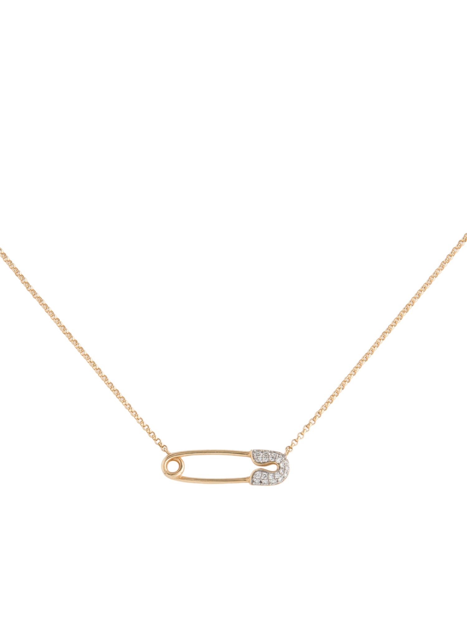 Effy Jewelry 14K Diamond Safety Pin Pendant Necklace