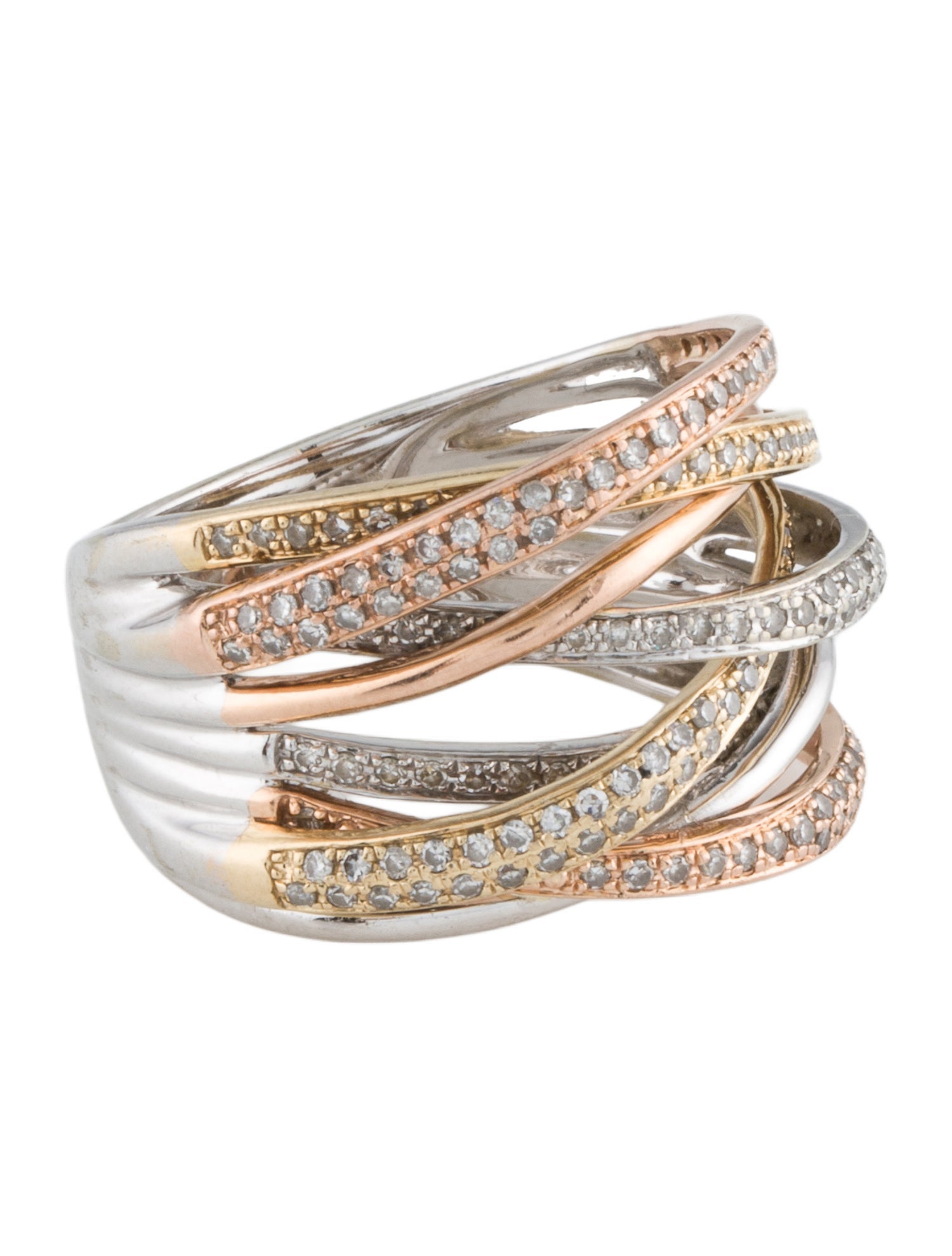 Effy Jewelry 14K Diamond Crossover Ring