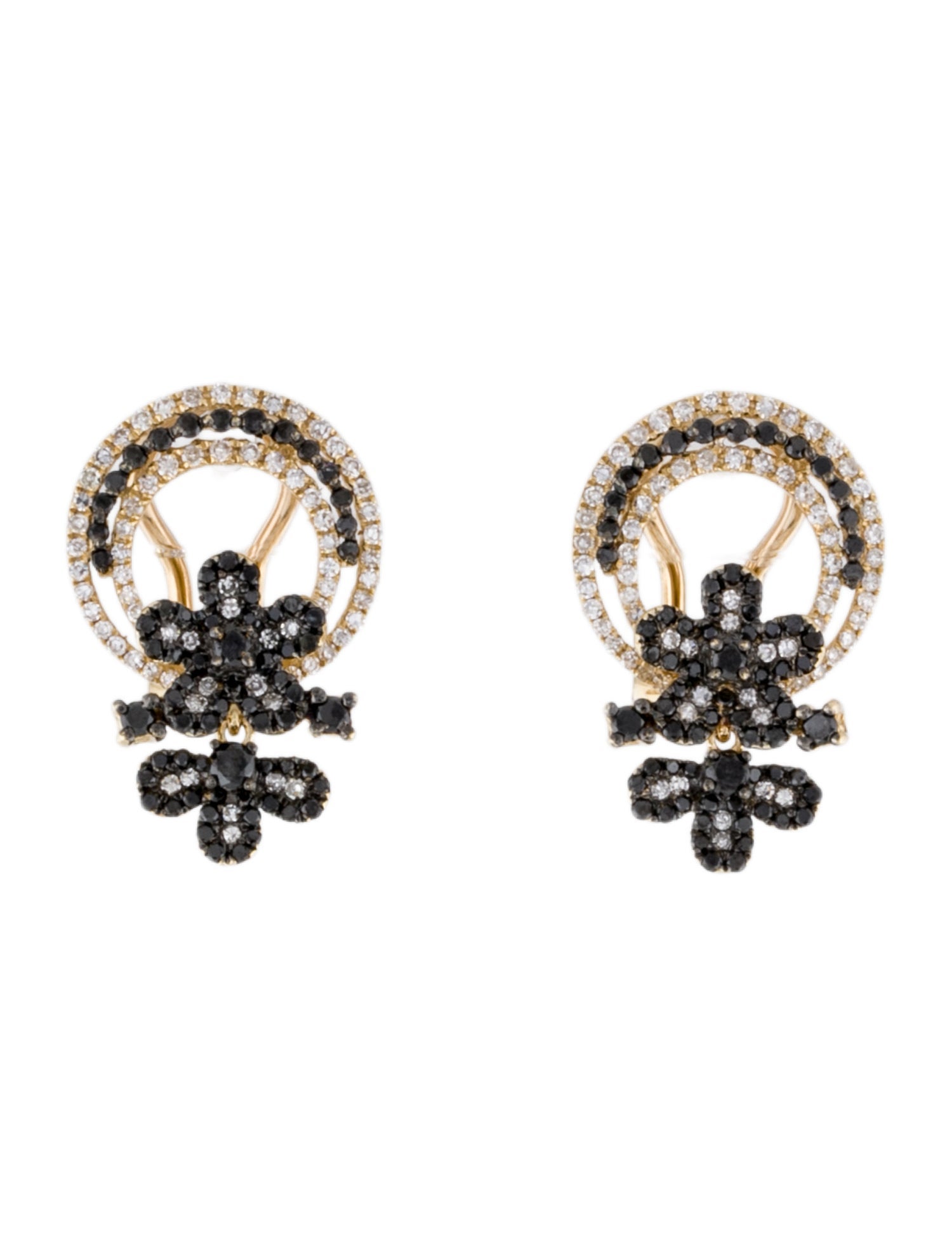 Effy Jewelry 14K Diamond Flower Earclip Earrings