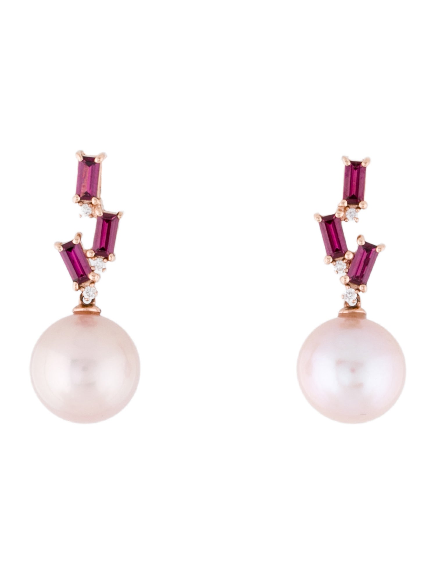 Effy Jewelry 14K Pearl, Rhodolite & Diamond Drop Earrings