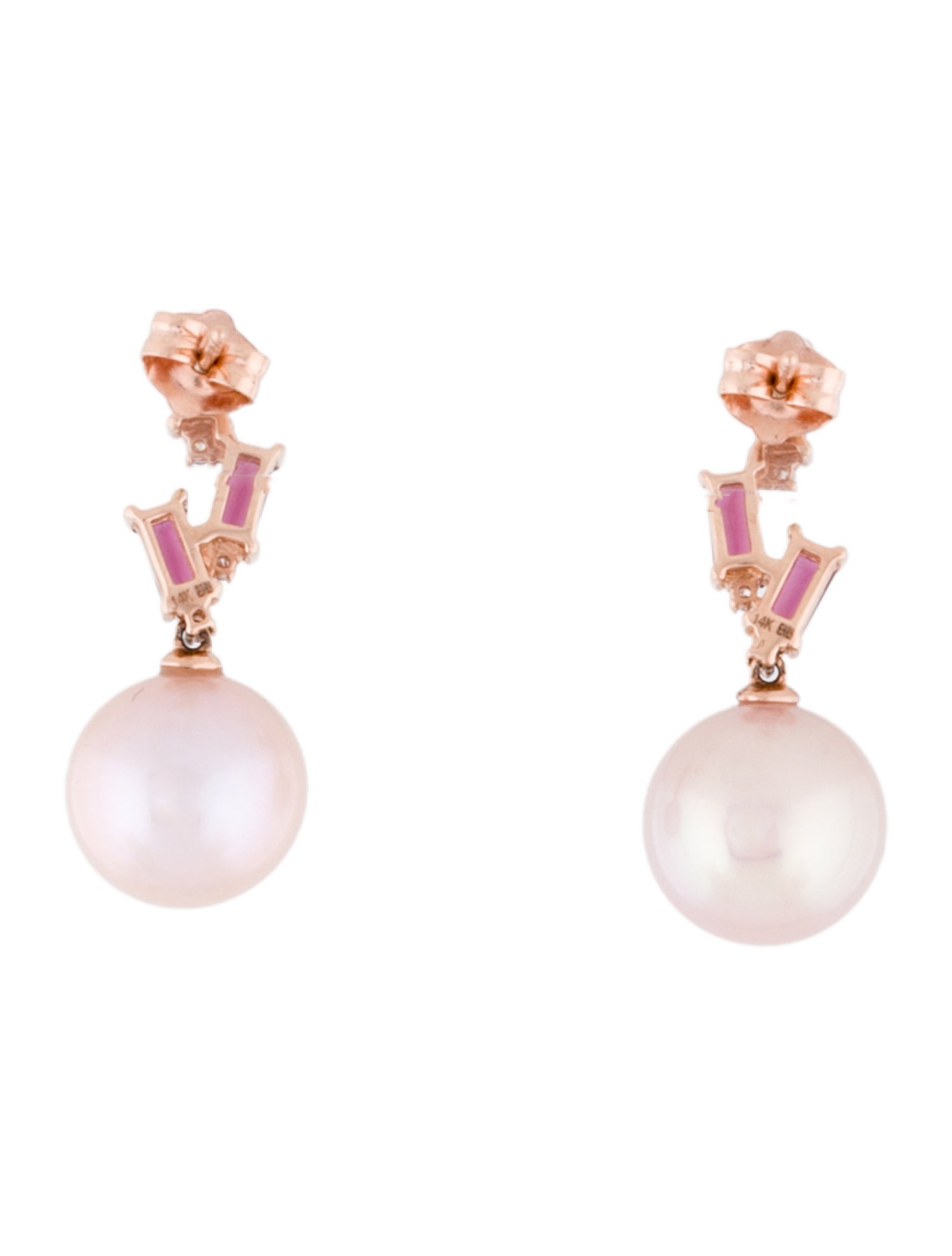 Effy Jewelry 14K Pearl, Rhodolite & Diamond Drop Earrings