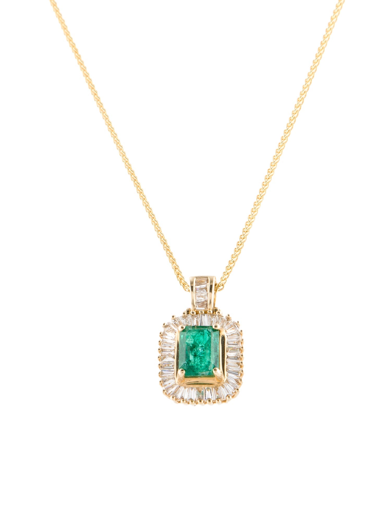 Effy Jewelry 14K 1.09ct Emerald & Diamond Pendant Necklace