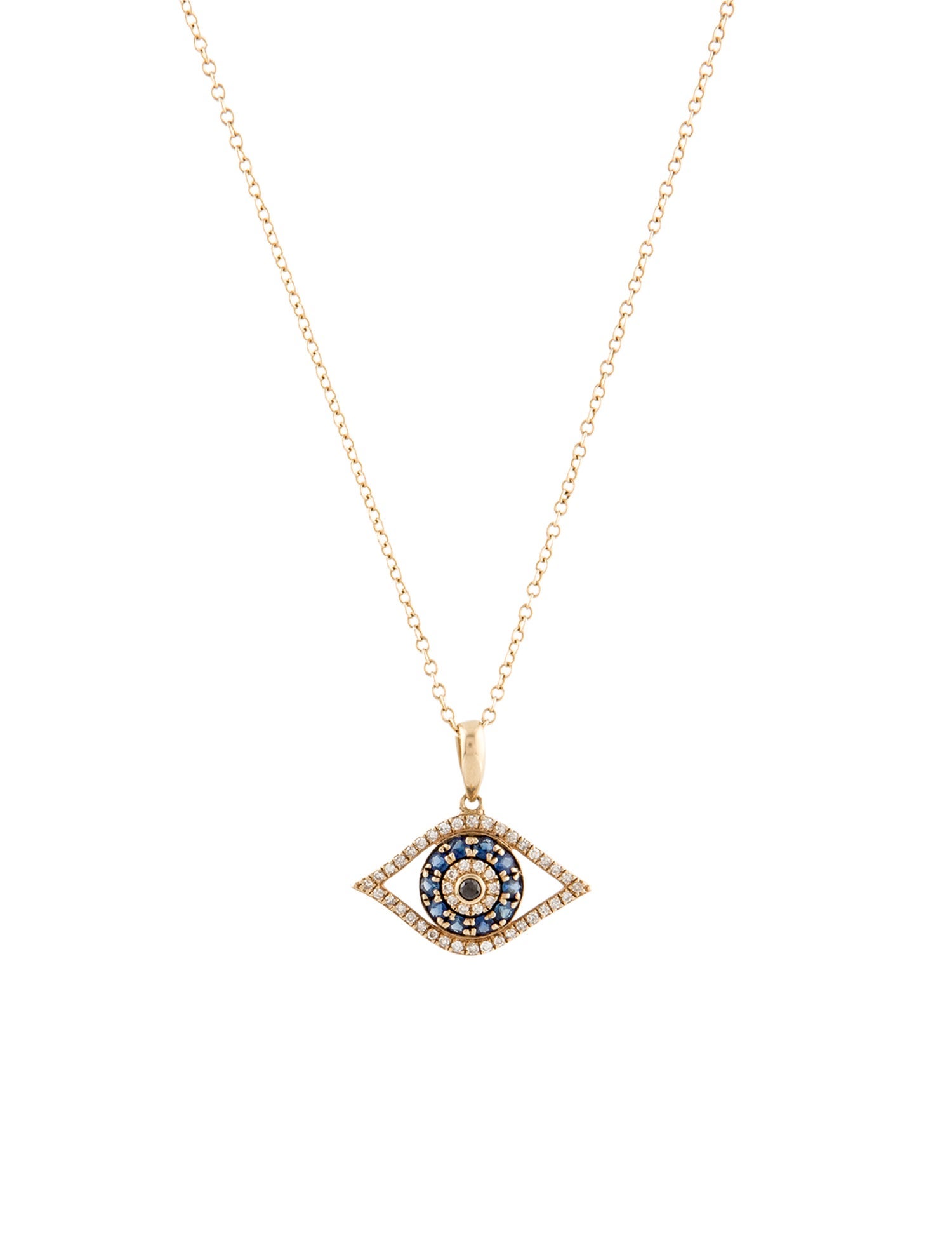 Effy Jewelry 14K Sapphire & Diamond Evil Eye Pendant