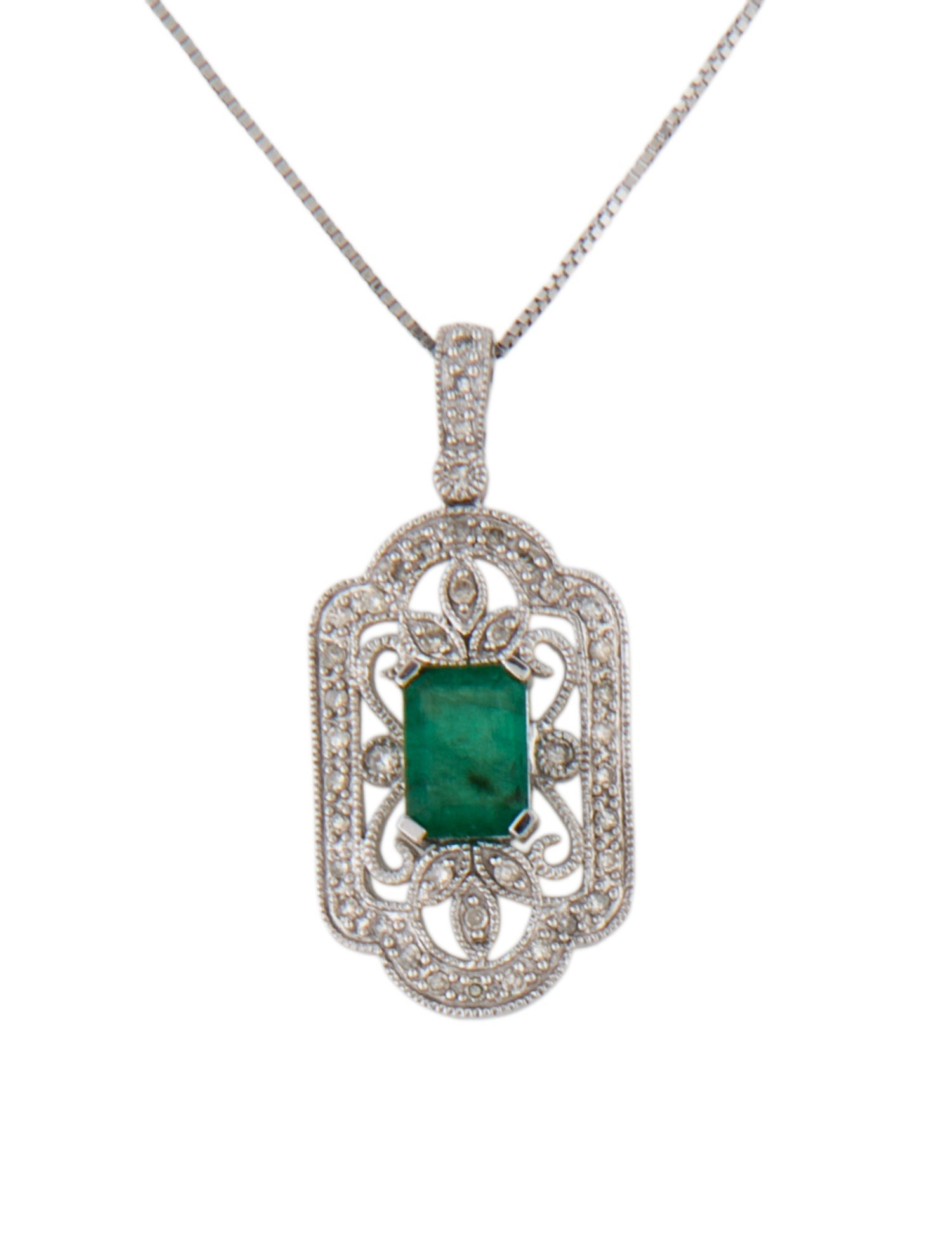 Effy Jewelry 10K Emerald & Diamond Pendant Necklace
