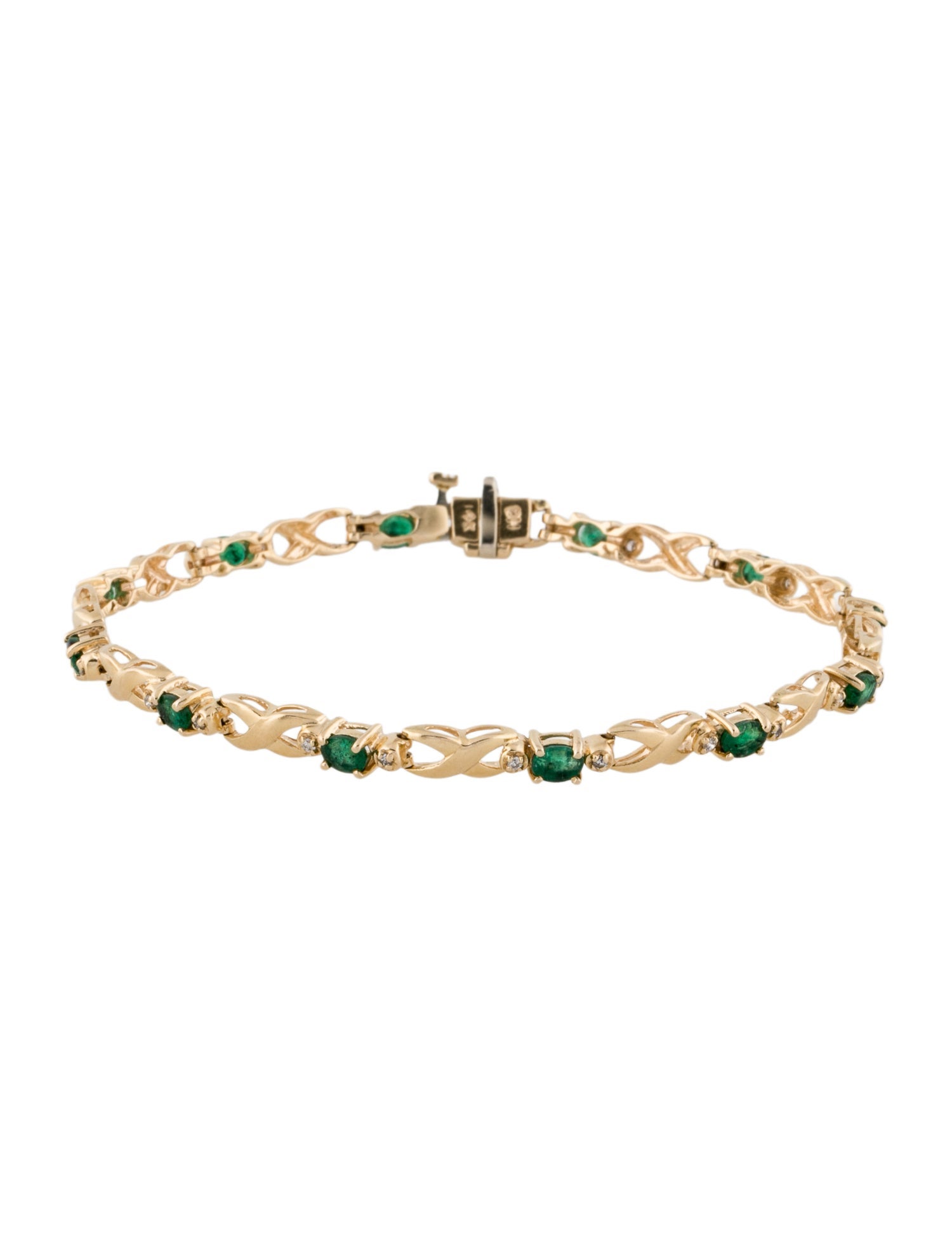 Effy Jewelry 14K Emerald & Diamond Link Bracelet