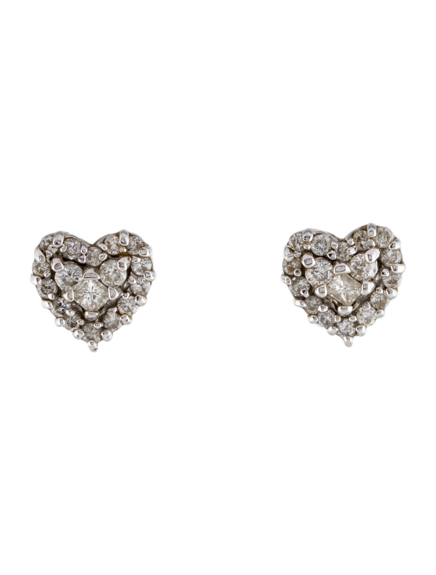 Effy Jewelry 14K Diamond Cluster Heart Stud Earrings