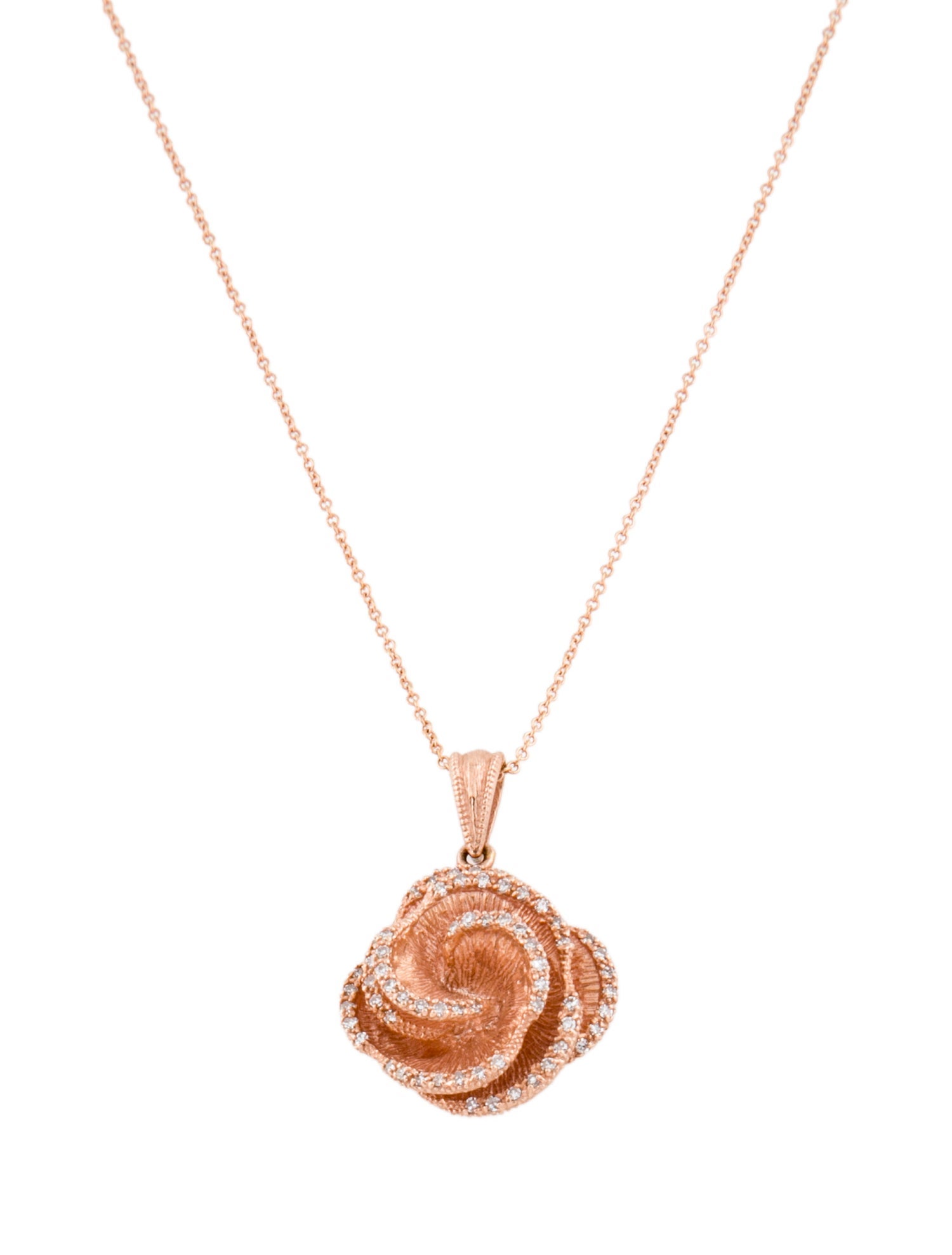 Effy Jewelry 14K Diamond Rose Pendant Necklace