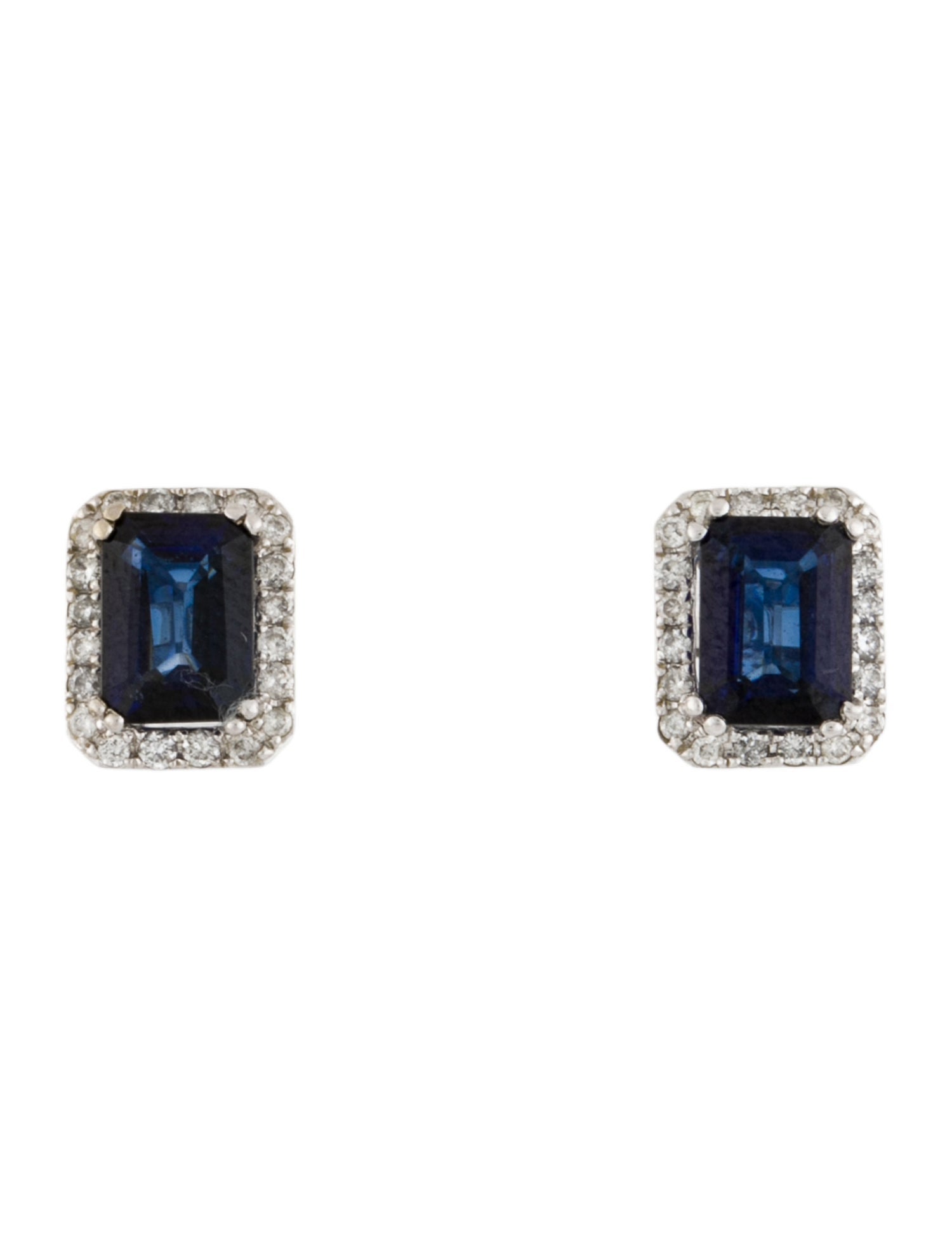 Effy Jewelry 14K Synthetic Sapphire & Diamond Halo Stud Earrings