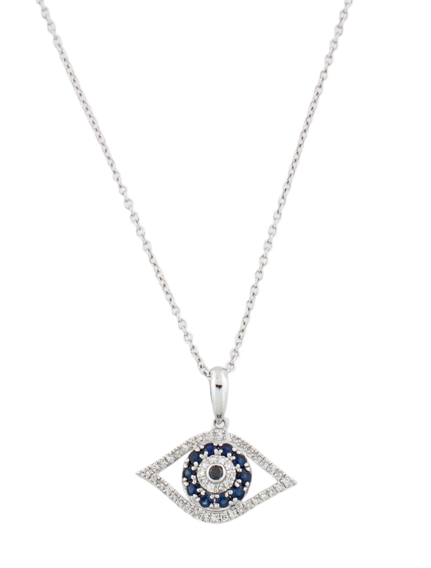Effy Jewelry 14K Sapphire & Diamond Evil Eye Pendant Necklace