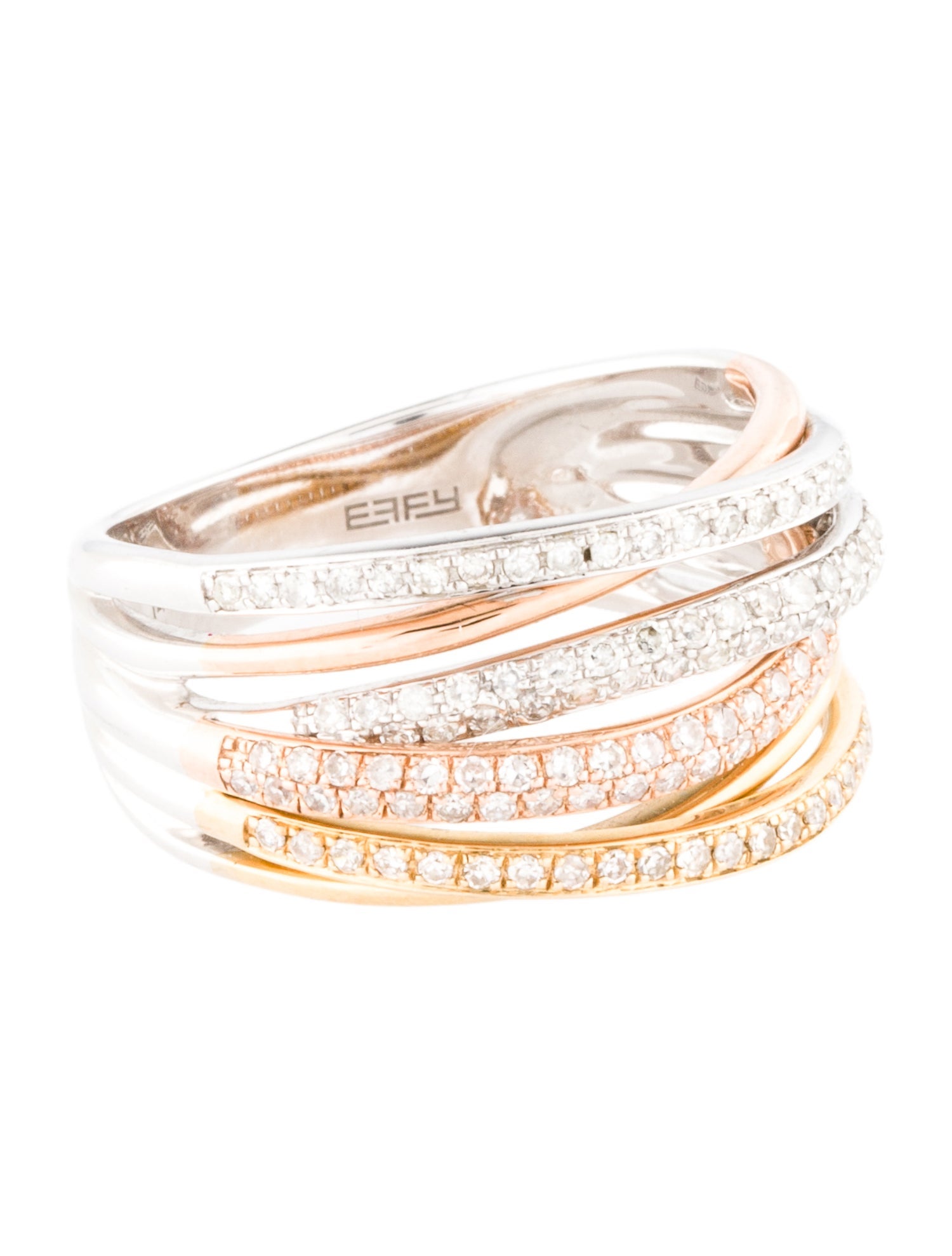 Effy Jewelry 14K Tri-Color Diamond Crossover Ring