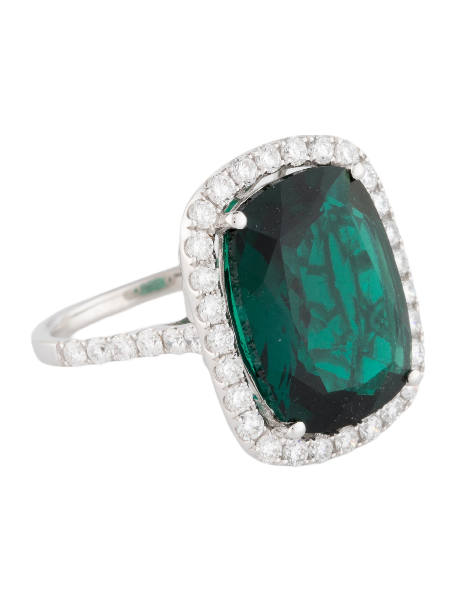 Effy Jewelry 14K 9.93ct Synthetic Emerald & 1.06ctw Diamond Cocktail Ring