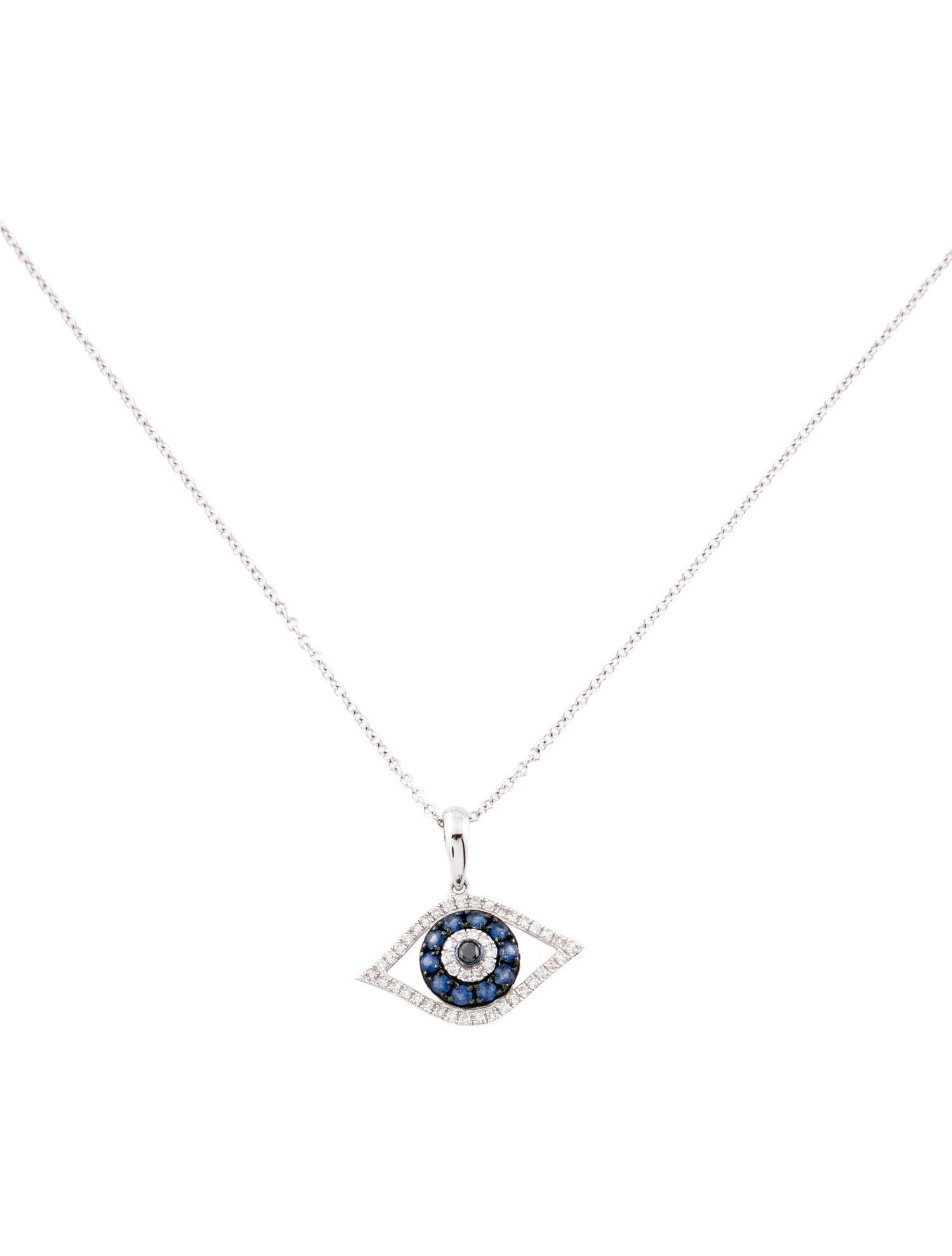 Effy Jewelry 14K Sapphire & Diamond Evil Eye Pendant Necklace