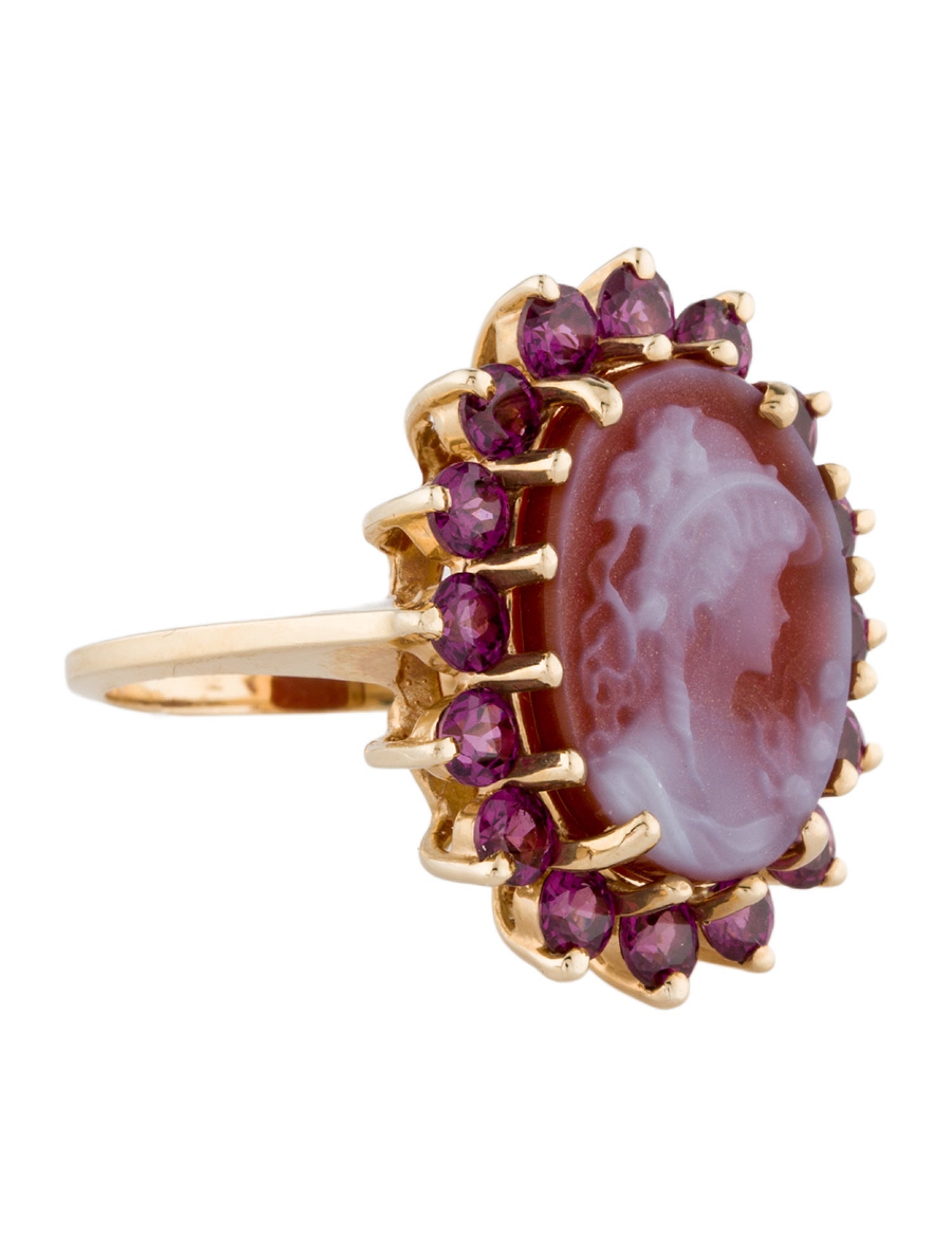 Effy Jewelry 14K Sardonyx Cameo & Garnet Cocktail Ring
