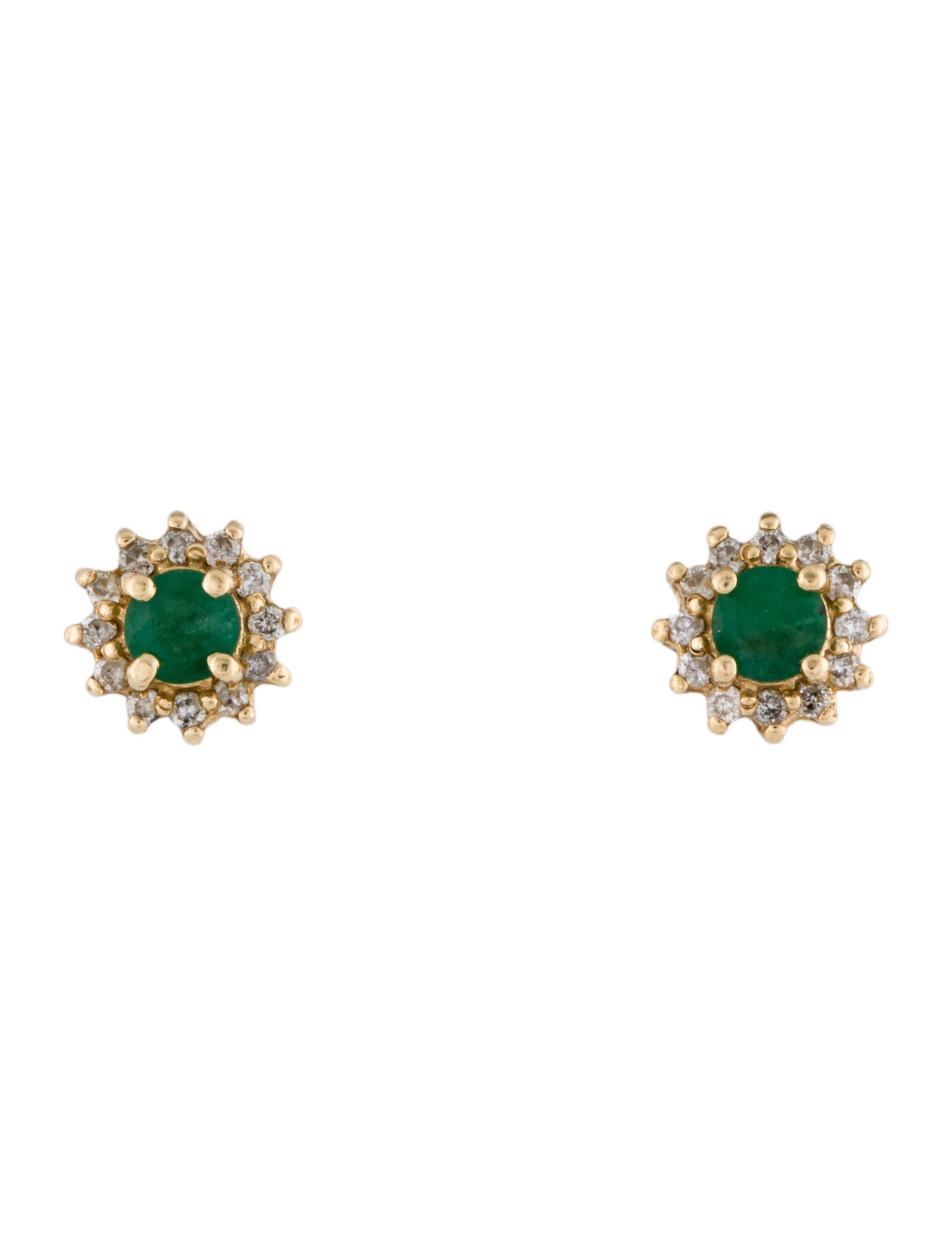 Effy Jewelry 14K Emerald & Diamond Stud Earrings