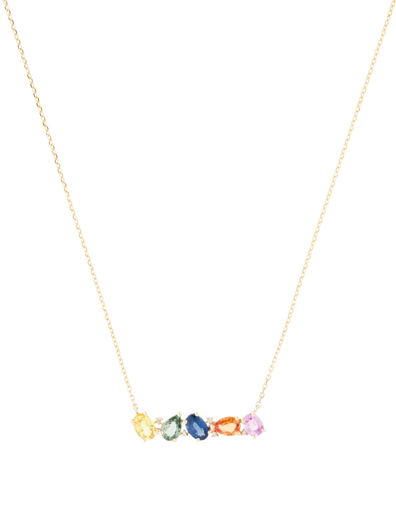 Effy Jewelry 14K Multi- Sapphire & Diamond Pendant Necklace