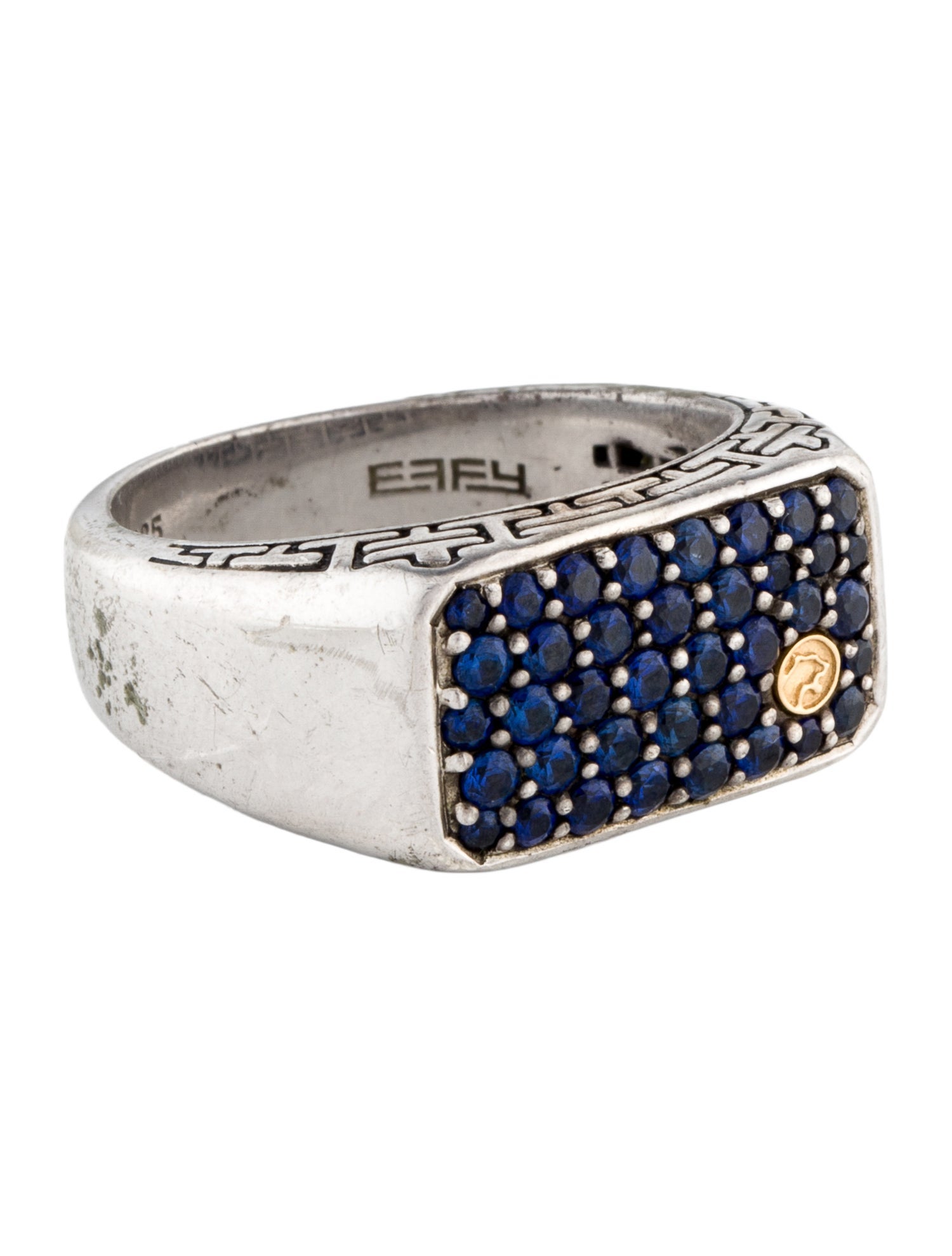 Effy Jewelry Synthetic Sapphire Pavé Signet Ring