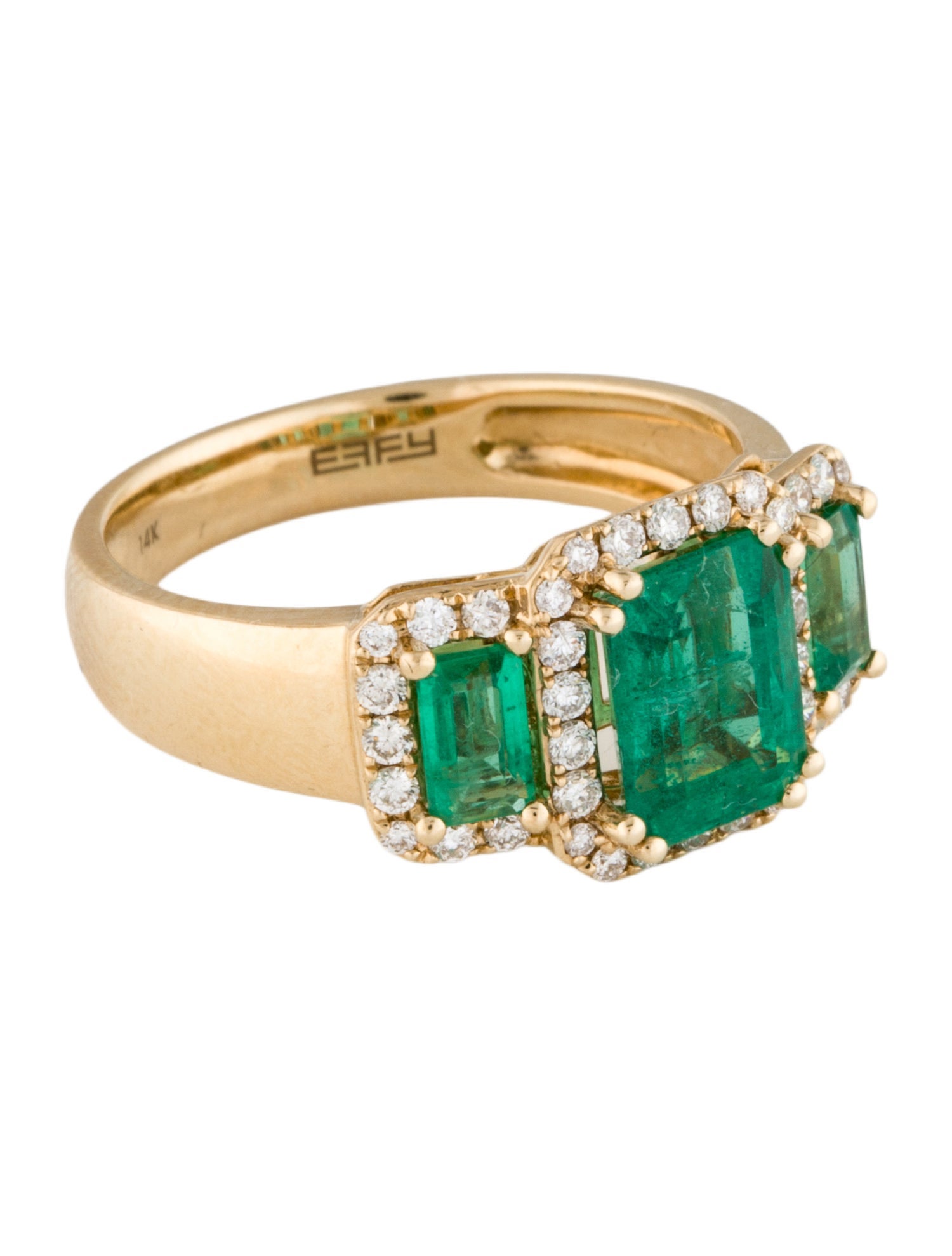 Effy Jewelry 14K 1.96ctw Emerald & Diamond Brasilica Cocktail Ring