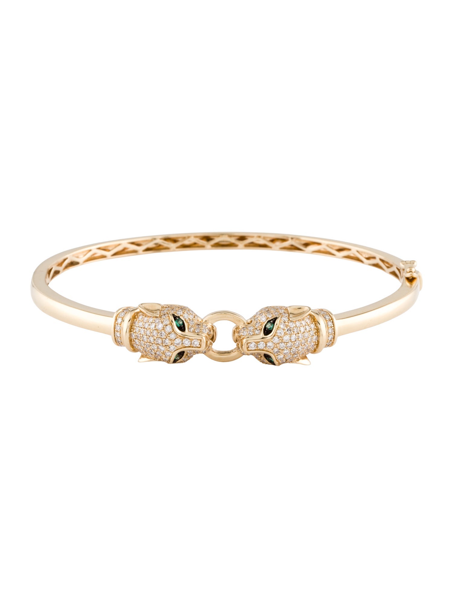 Effy Jewelry 14K Diamond & Emerald Panther HInged Bracelet