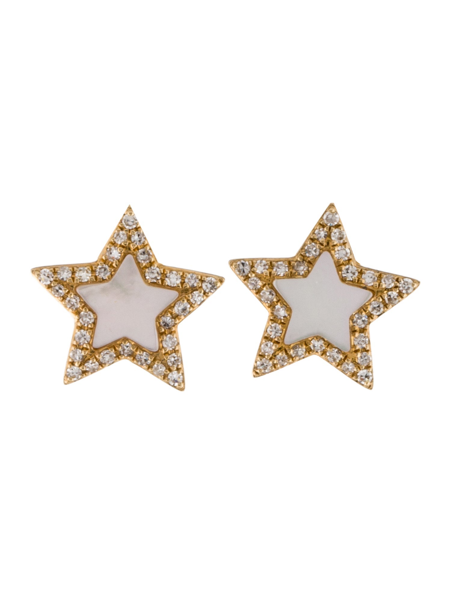 Effy Jewelry 14K Mother of Pearl & Diamond Star Stud Earrings