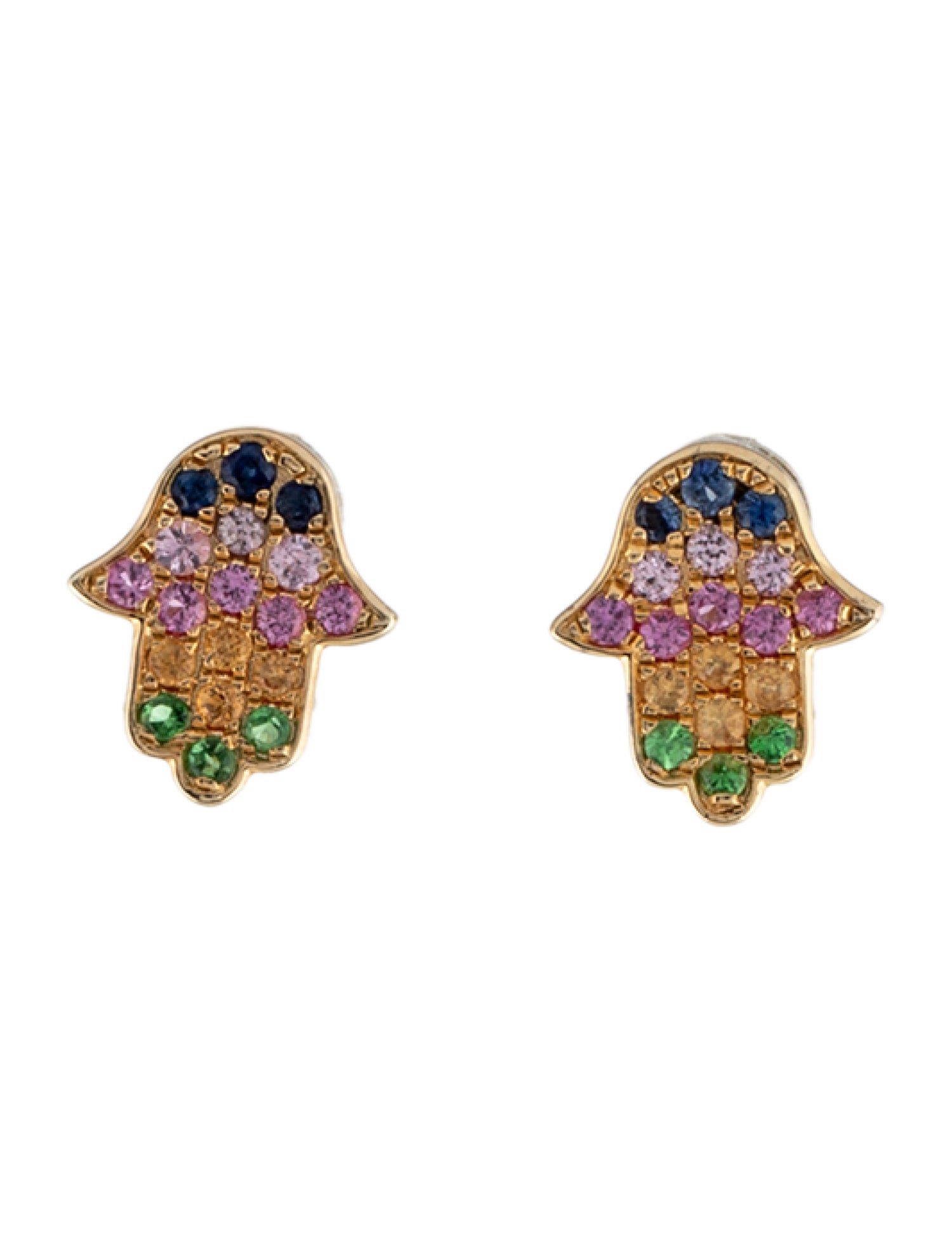 Effy Jewelry Multi-Stone Hamsa Hand Stud Earrings