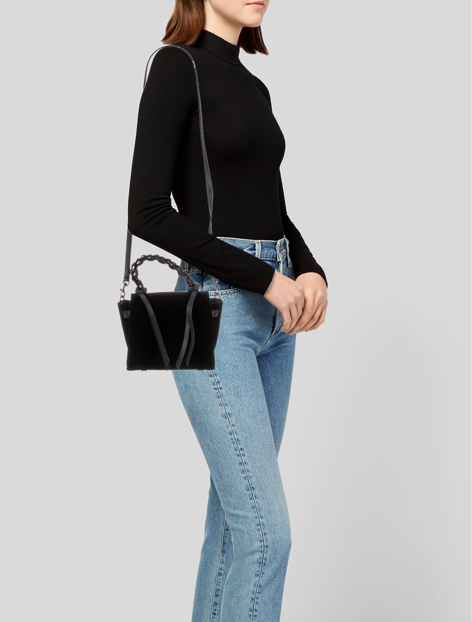 Elena Ghisellini Velvet Top Handle Bag